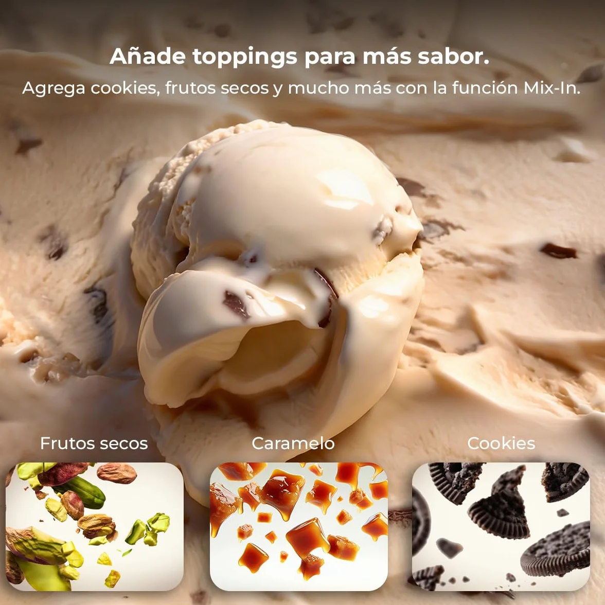 Cecotec Heladera Multifunción Capacidad 2,1L, 3 Tarrinas, Gelatec 2100. 500W, 11 Programas de Helado y Bebidas Granizadas, Tecnología CreamOn y Re-spin, Pantalla Táctil, Incluye Recetario Digital