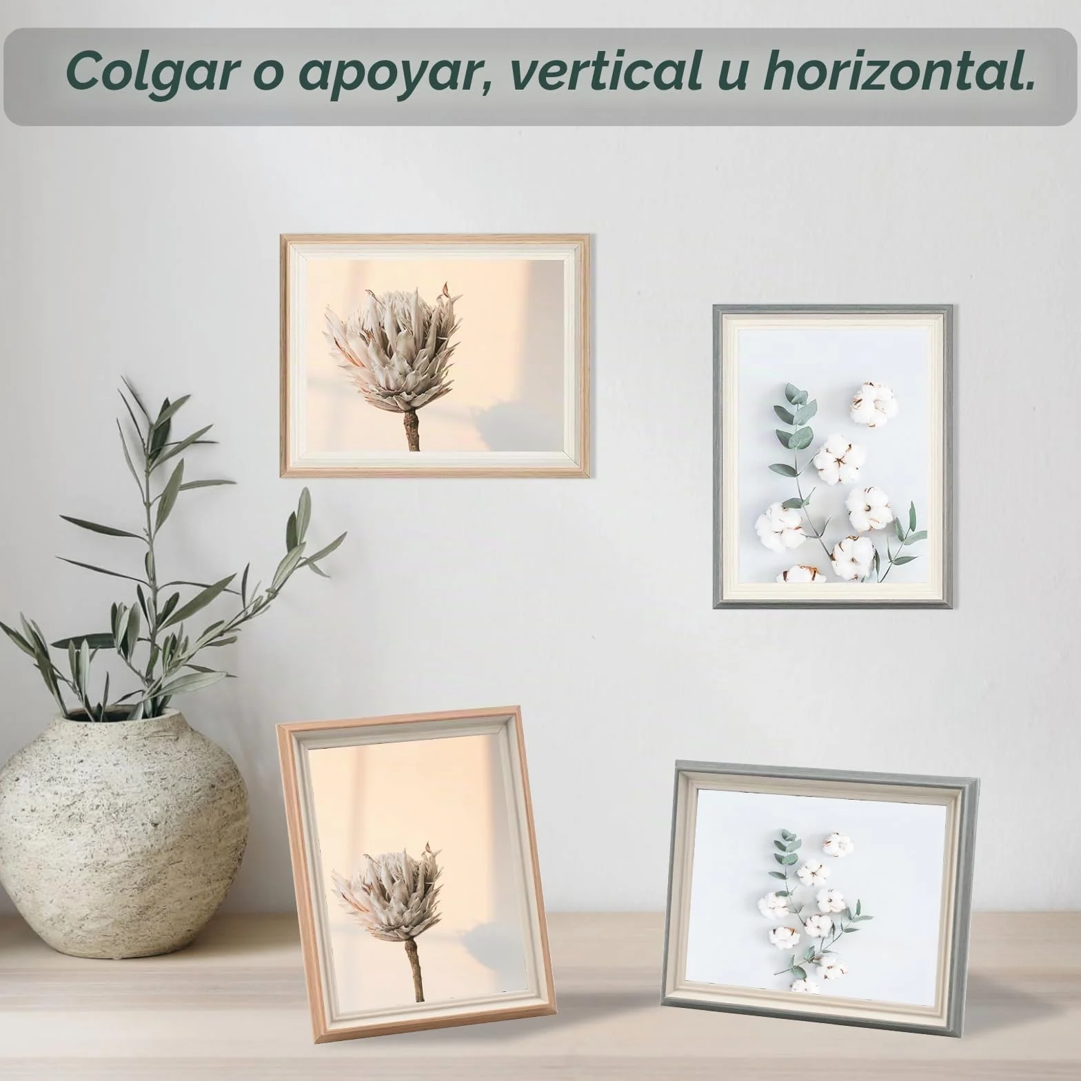 Marcos de Fotos para Pared 15x20 cm Grano de Madera, 4 Piezas