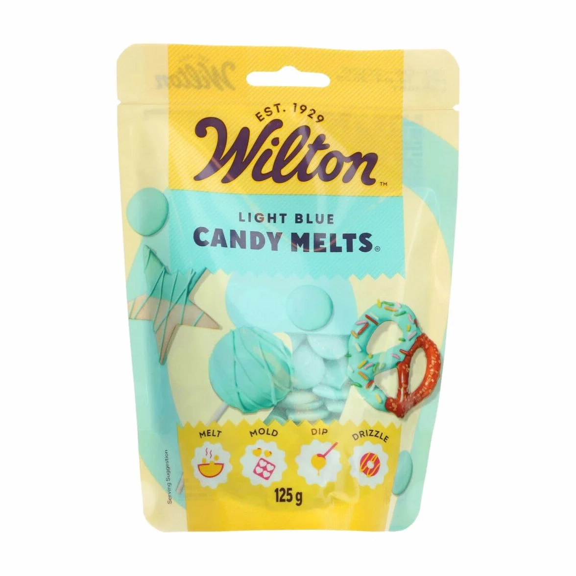 Wilton Candy Melts Azul Claro 125 g Caramelos para Derretir Dulce Cremoso para Moldear Sumergir Decorar Cake Pops Tartas Postres