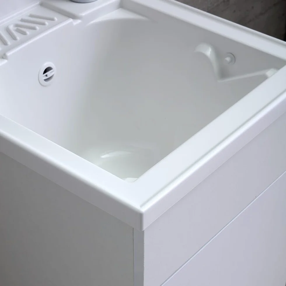 Kiamami Valentina - Mueble con lavabo de 45 cm blanco con lavabo y tabla de lavado | Pratico