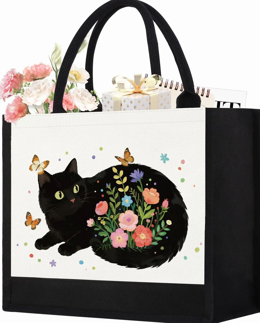 Bolsa de lona para mujer, bonitos regalos de gatos para amantes de los gatos, regalo para amantes de los animales, bolsa de playa reutilizable para mujeres, regalo de cumpleaños para mamá, hija,