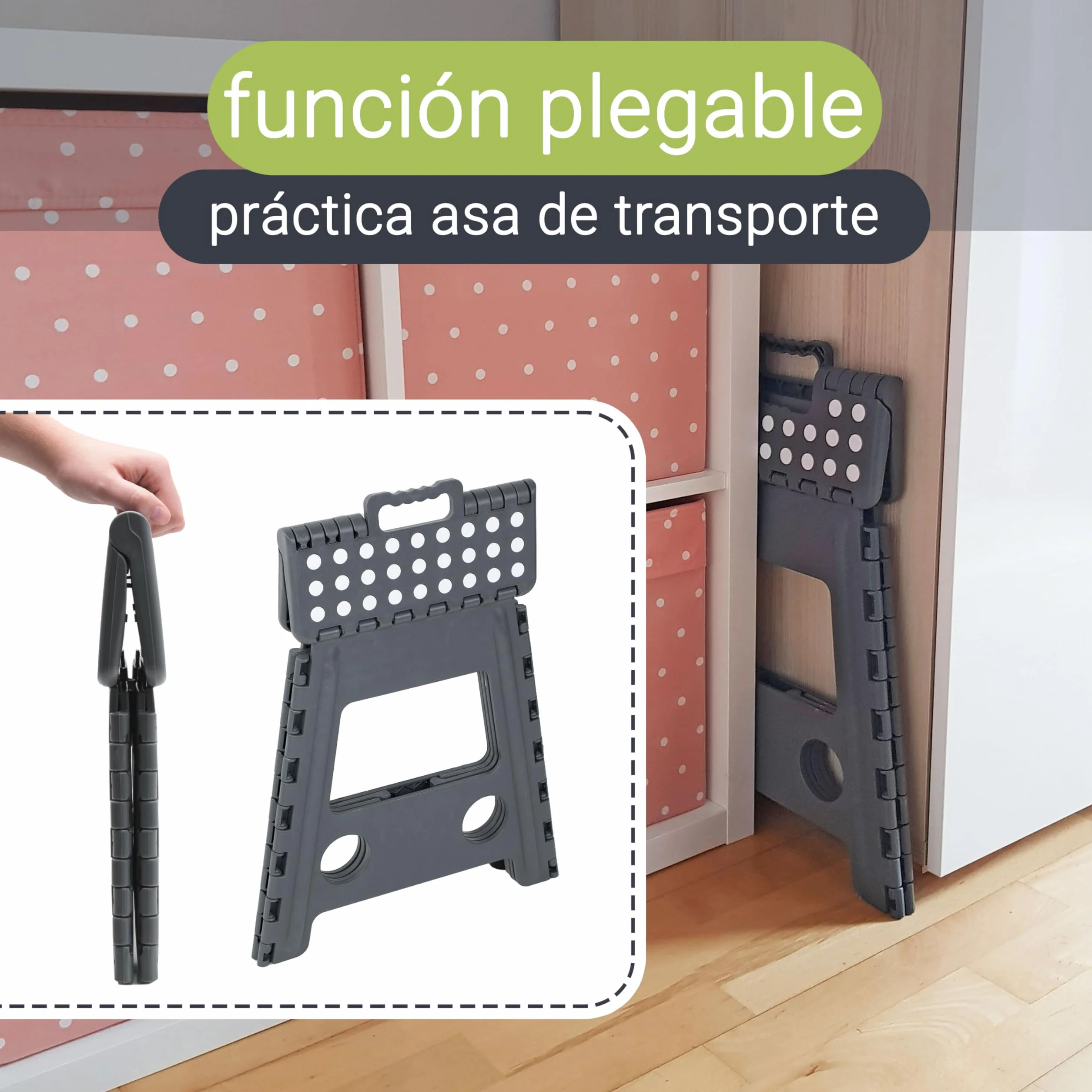 ZOLLNER Taburete Plegable Multiusos 30 cm Altura 120 kg Gris