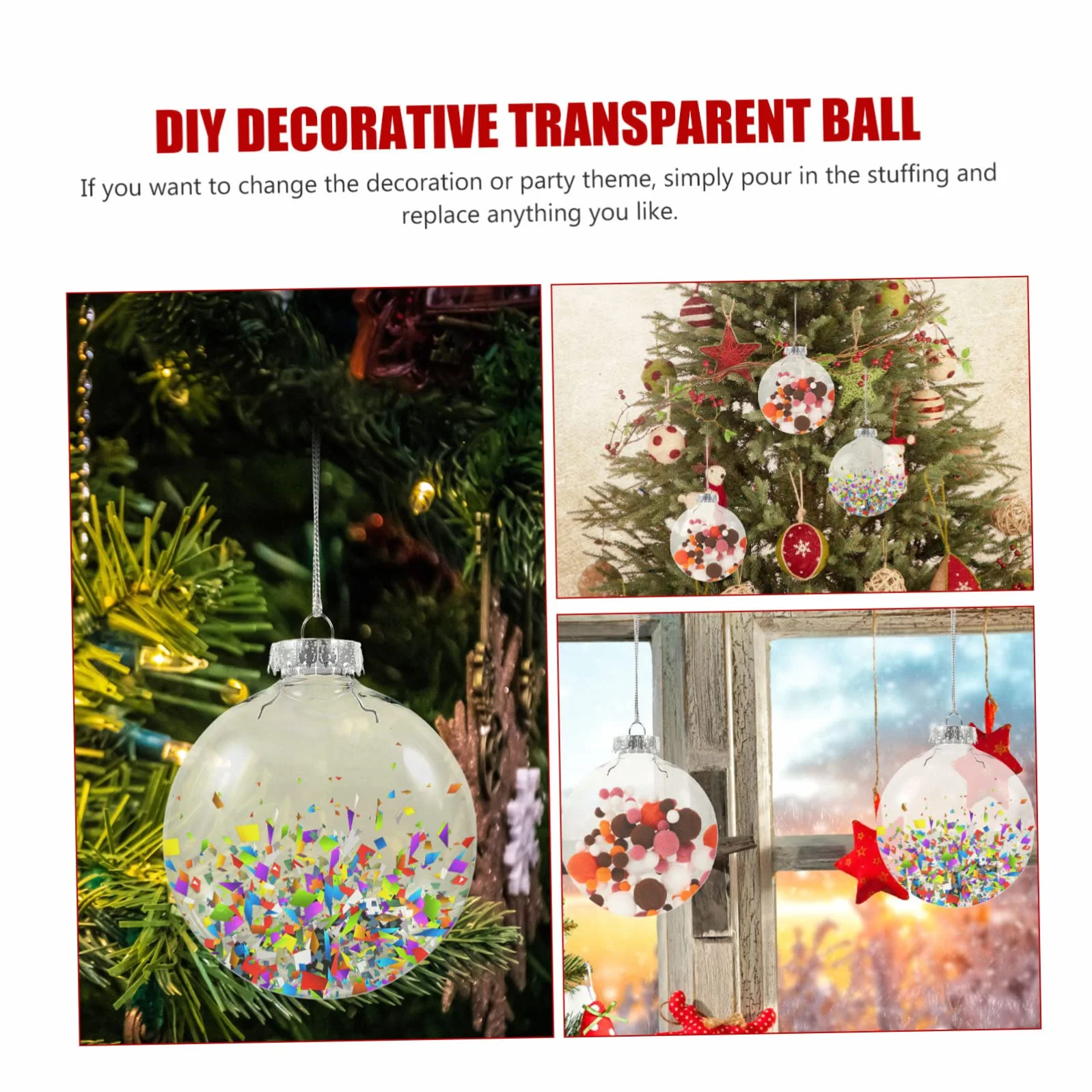 ABOOFAN Bolas de Plástico Transparente 8CM Decoraciones Navidad Rellenables para Adornos Navideños