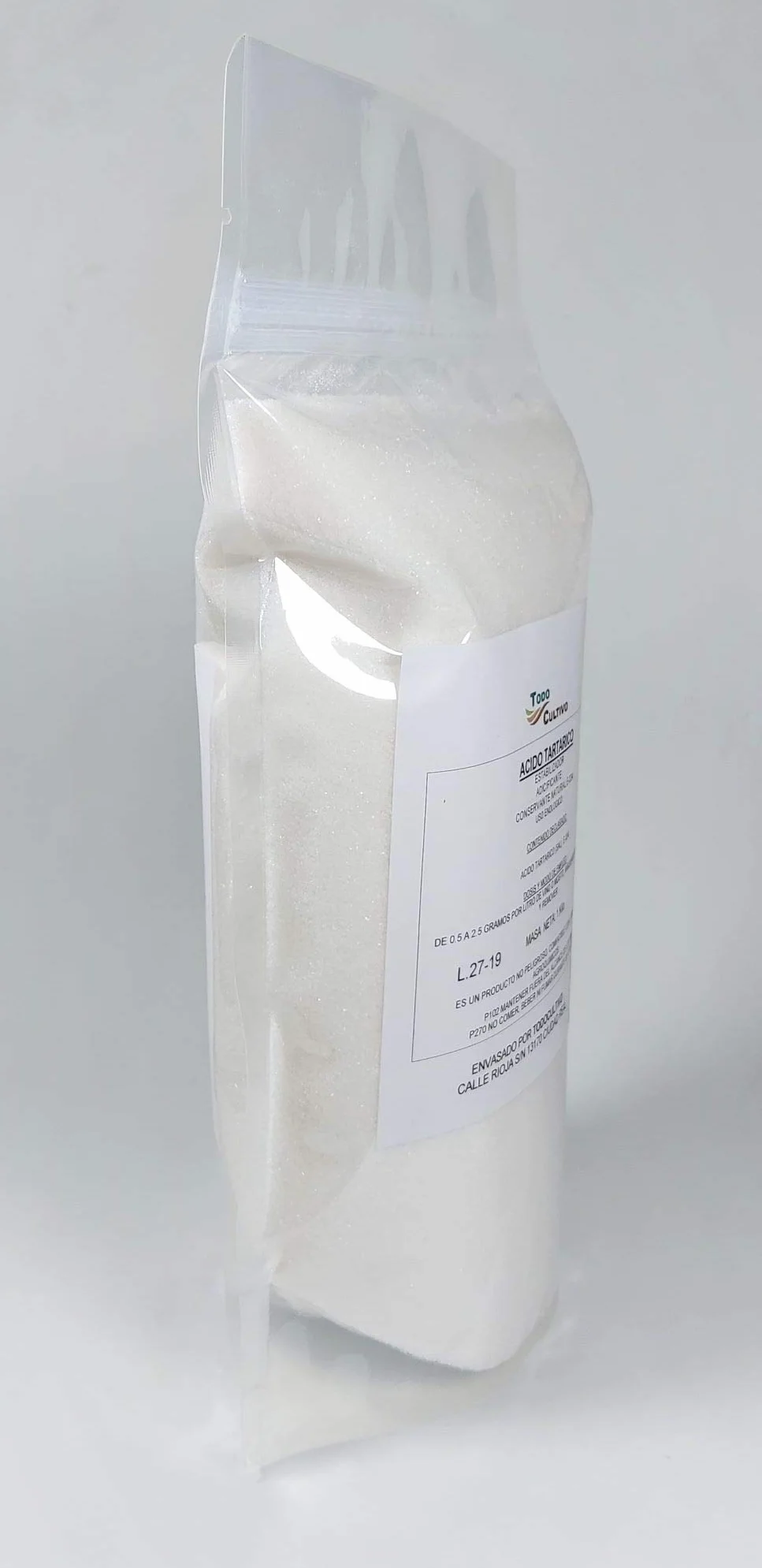 Ácido tartárico Puro 1 Kilo Conservante Natural Corrector de Acidez del Vino