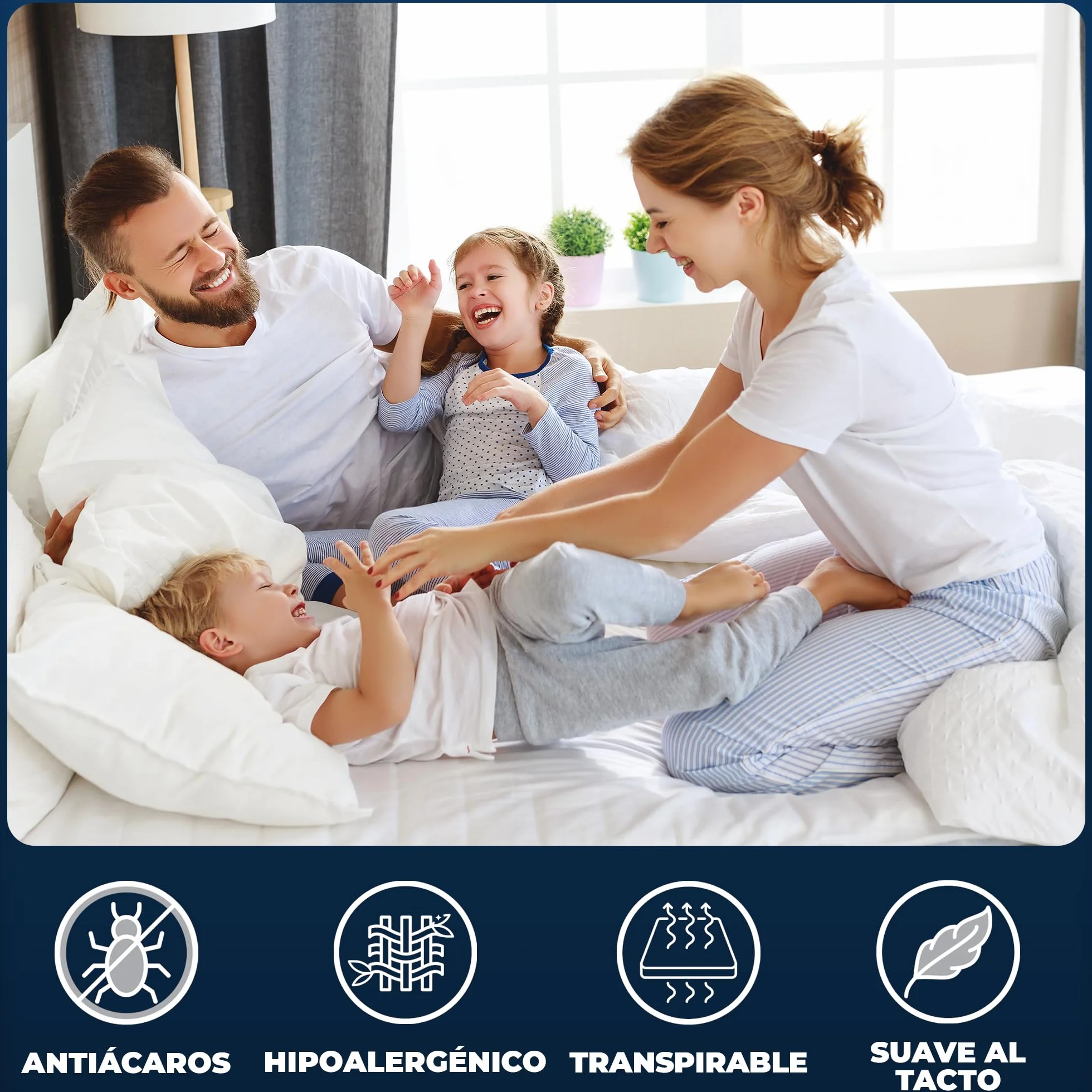 Protector Colchón Impermeable 60x120 cm Algodón Hipoalergénico Antiácaros Antibacteriano