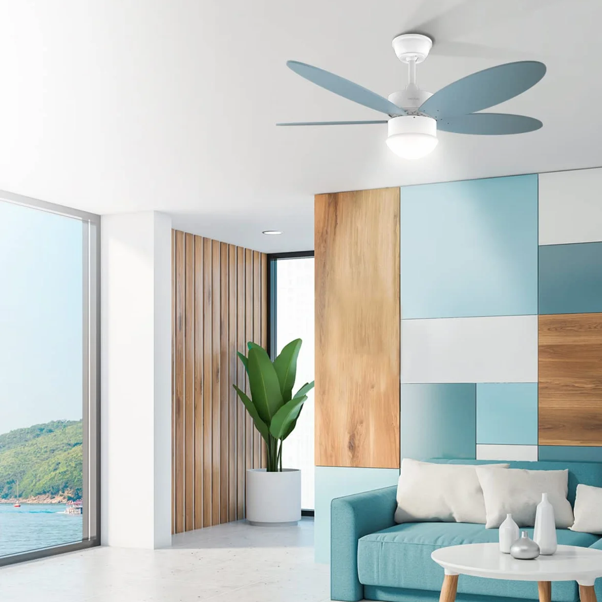 Cecotec Ventilador de Techo con Luz EnergySilence Aero 4260 Sky. 40 W, Motor DC, Diámetro 42” con 5 Aspas Reversibles, Luz LED, Mando a distancia, Temporizador, 6 Velocidades