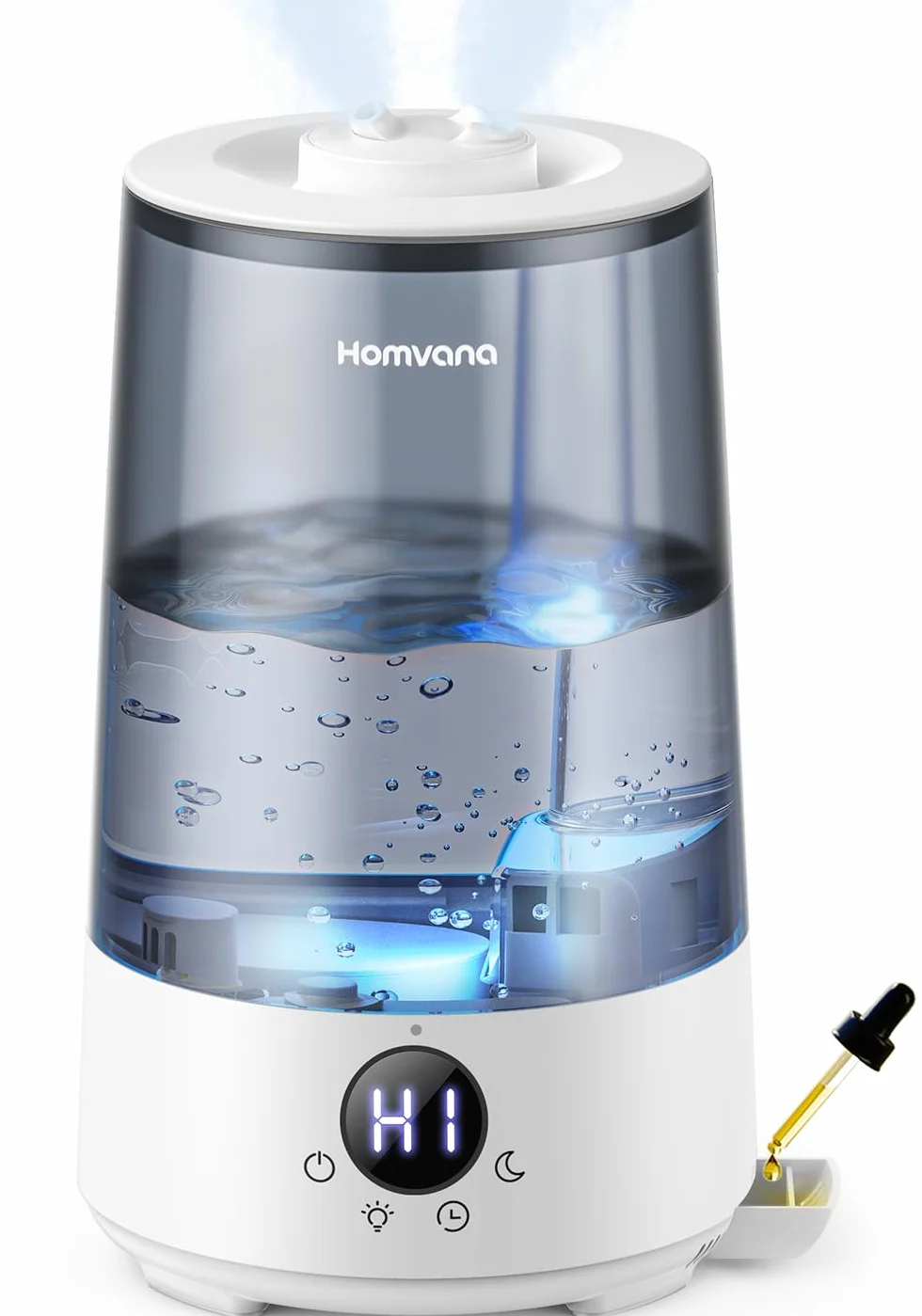 Homvana Humidificador Bebes Mocos y Tos 3.6L Cool Mist Silencioso Top-Fill 34 Horas BPA Free Gris