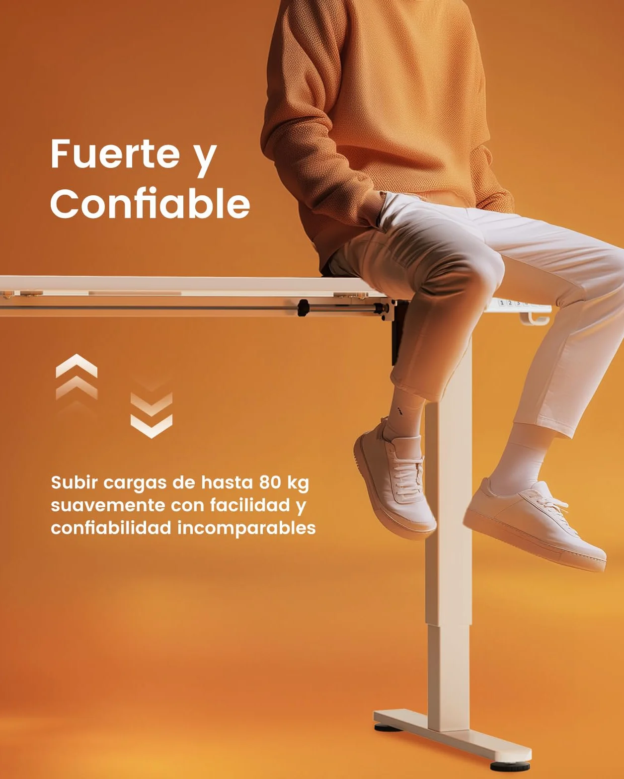 ErGear Escritorio Elevable Eléctrico 160x80 cm Blanco con Panel Inteligente de 4 Memorias