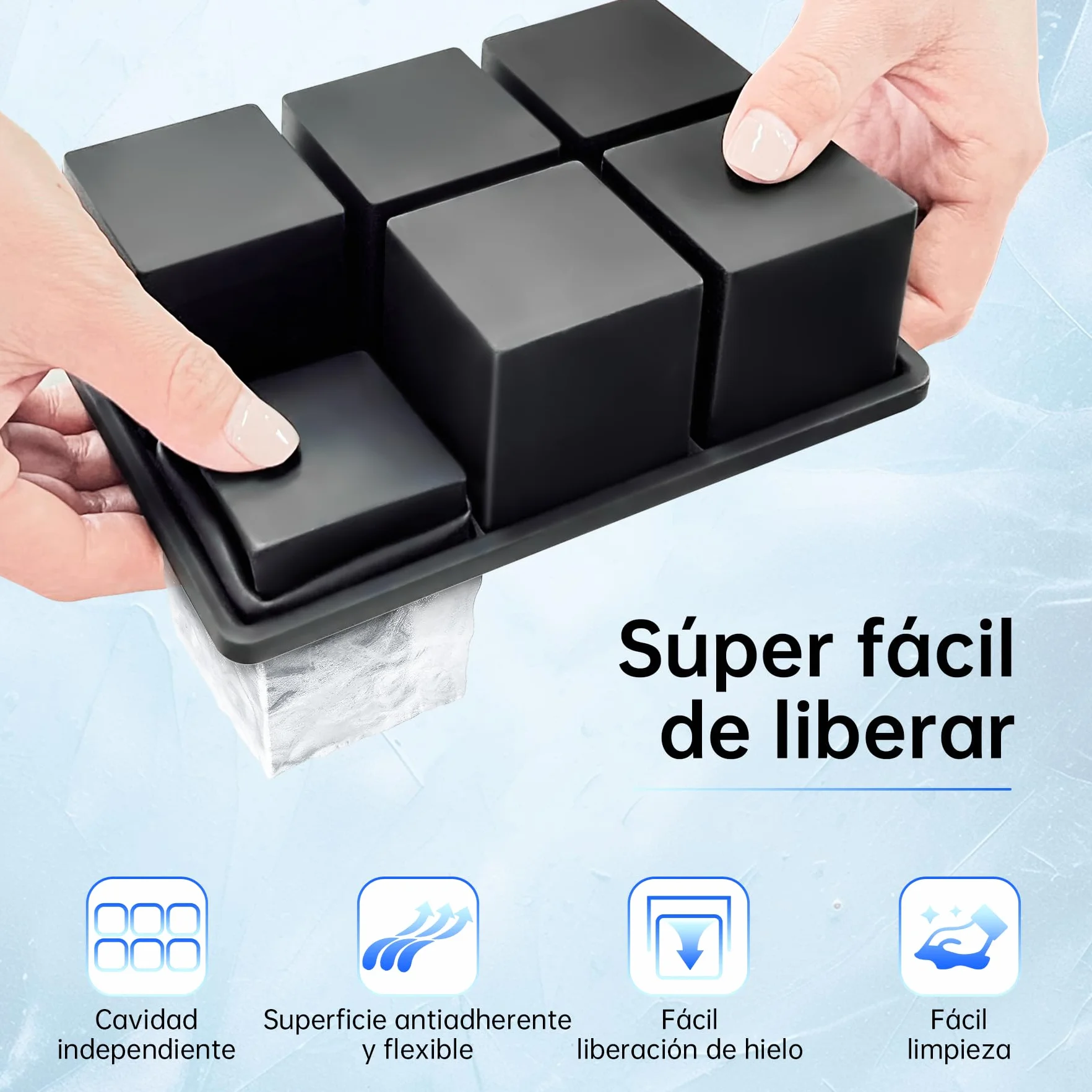 Ankway Cubiteras para Hielo Grande, 2 Confecciones Silicona con Tapa, BPA, Calidad Alimentaria, para Whisky y Cócteles