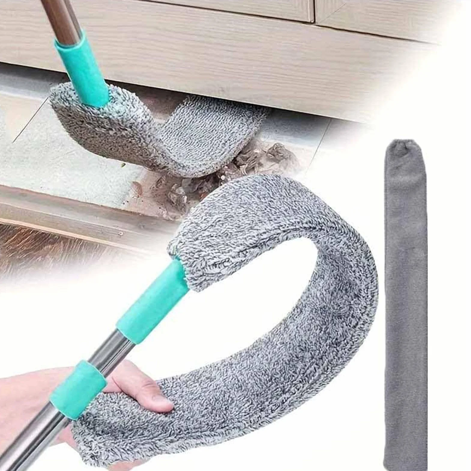 Bajo Electrodomésticos, Plumero Palmera, 130 Cm Cepillo para Polvo Limpiador Plano Retráctil con Mango Largo, Plumero Atrapapolvo Microfibra para Debajo De Muebles Sofá Cama Muebles Parte Infe