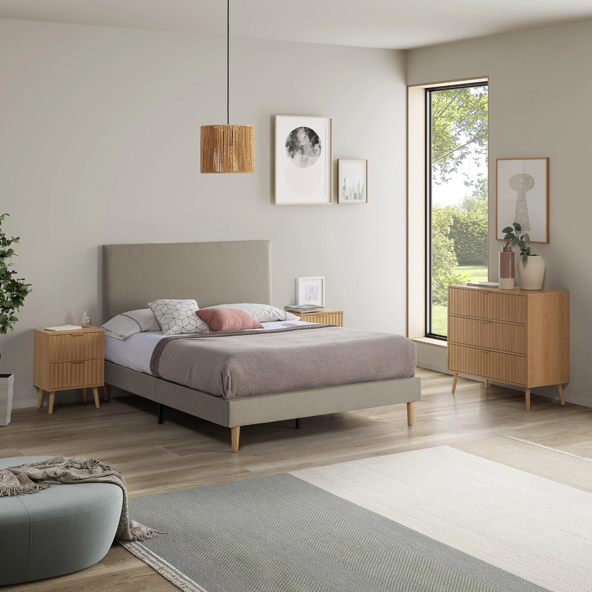 HOMN LIVING Somier Tapizado Aura 160x200 cm Beige 30 cm