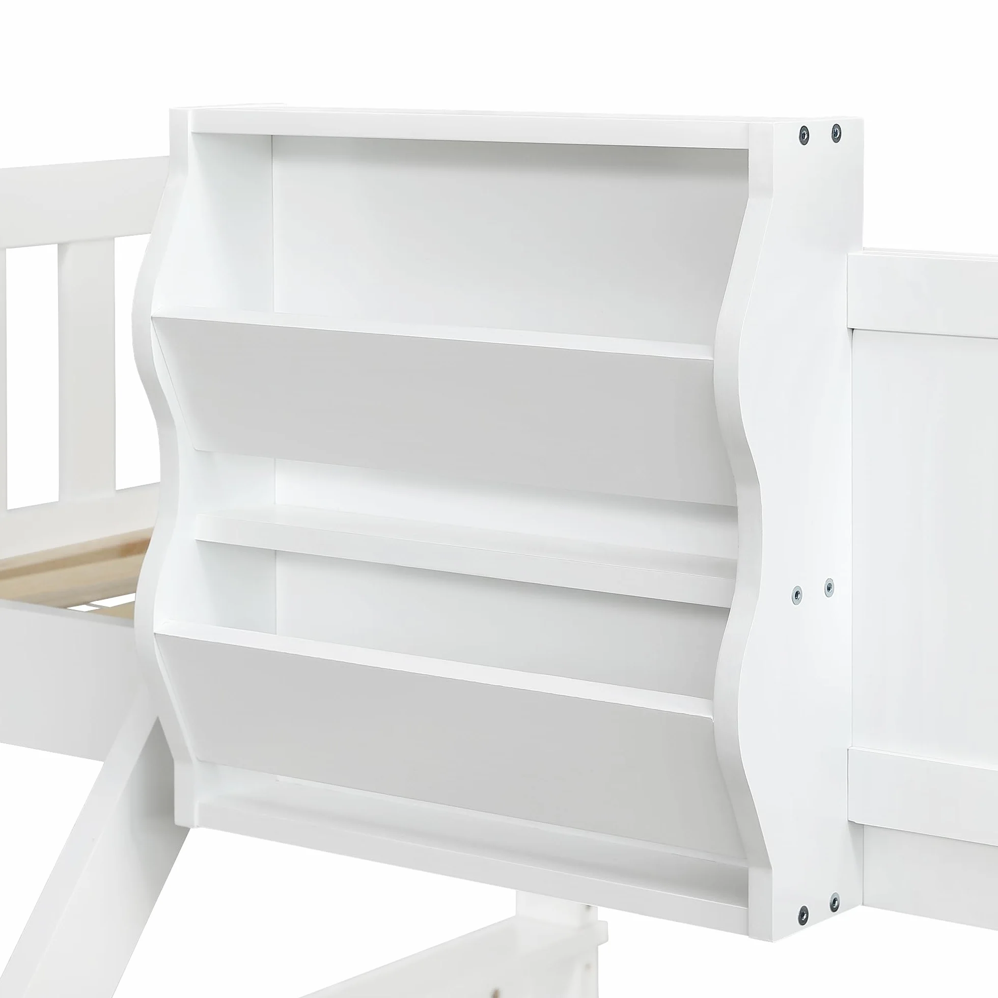 Litera Infantil con Cajón de Almacenamiento | Escalera Inclinada 3 Peldaños + Diseño Ventana Única | Tablero Grafiti Lateral | Estructura Pino+MDF | Blanco/Azul | 90x200cm y 120x200cm