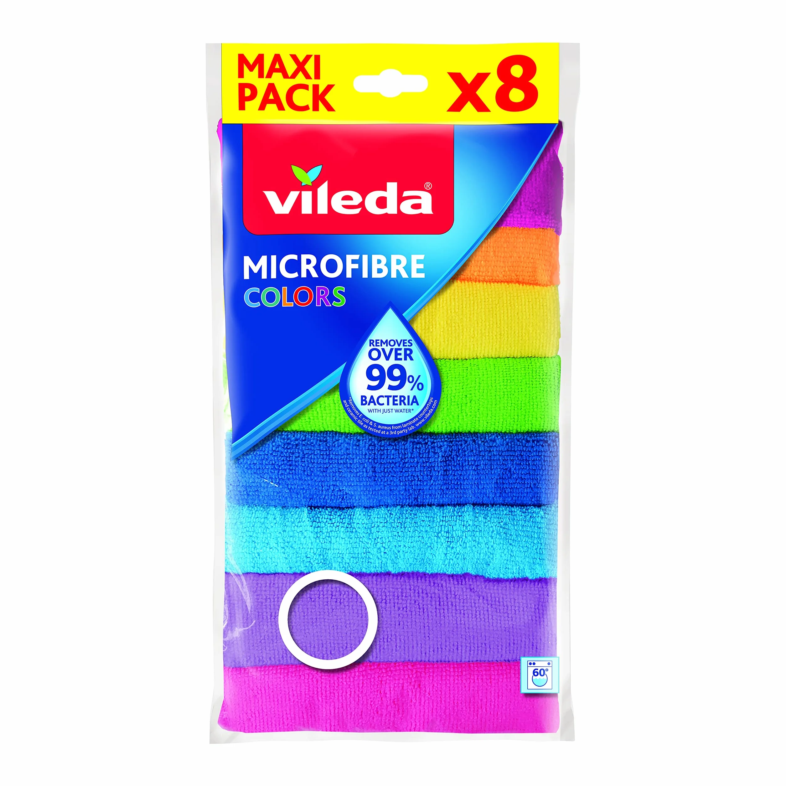 Vileda Set de 8 Bayetas Microfibras Colors 30x30 cm