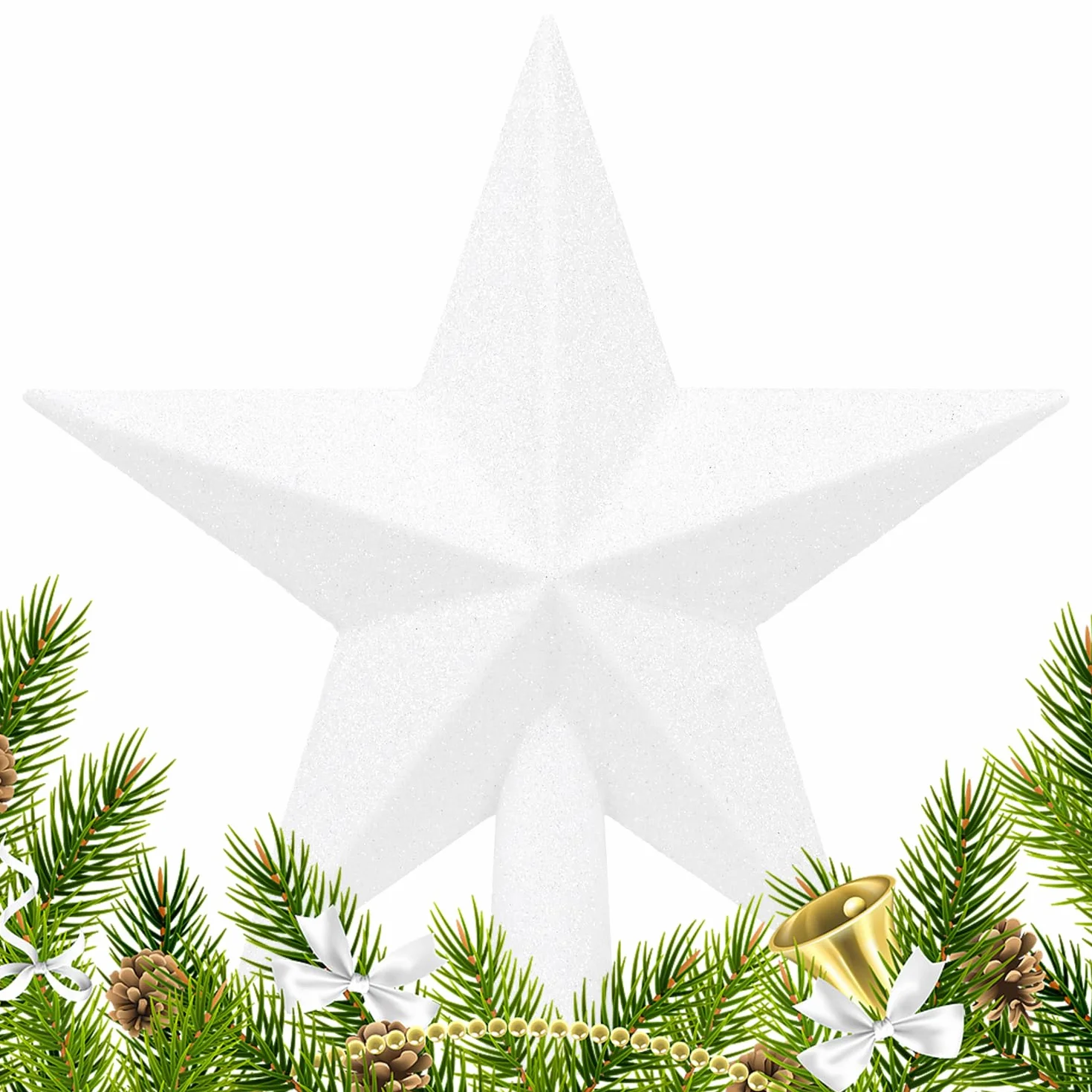 SULOLI Estrella para Árbol de Navidad 19cm Blanca