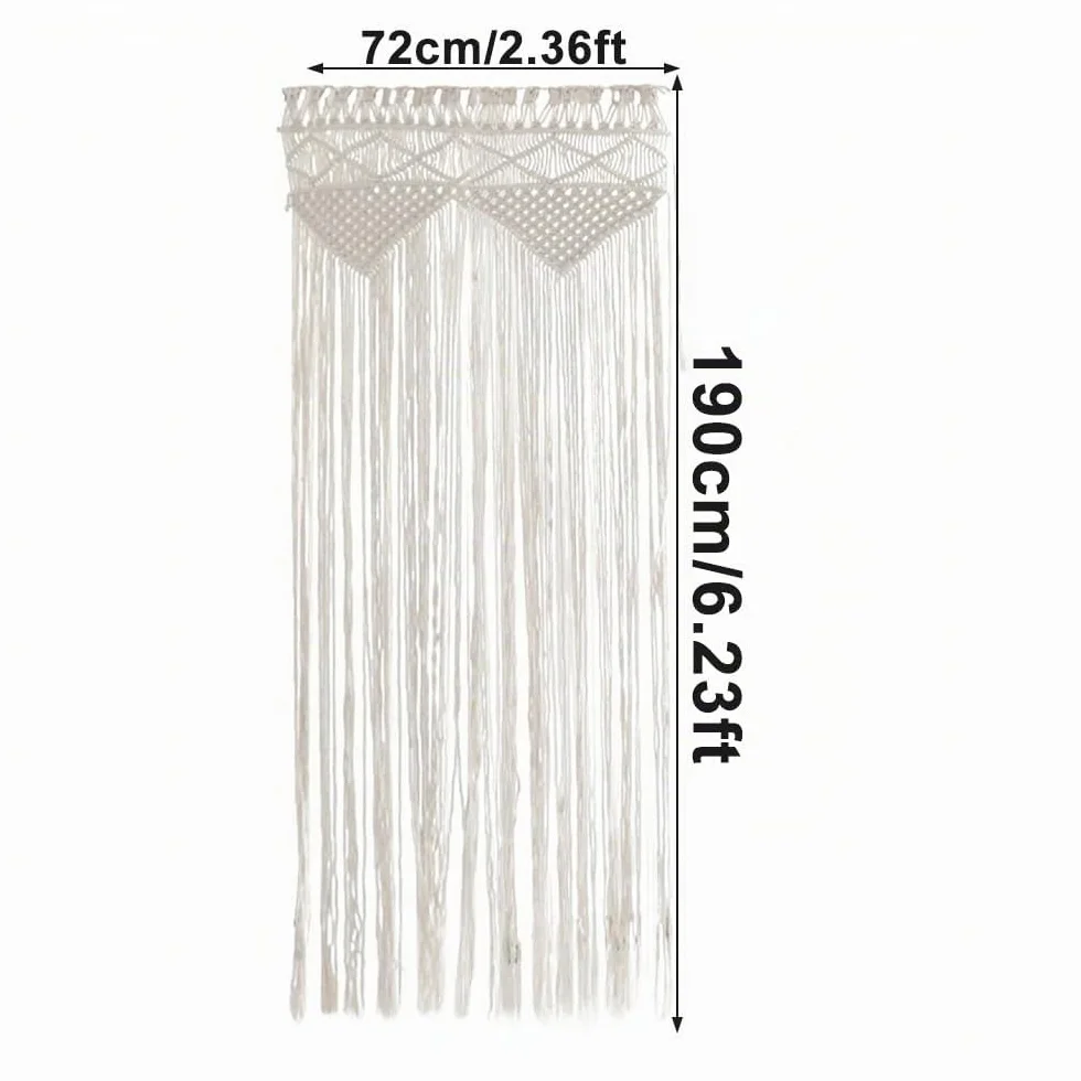 Mocrop Cortina de Macramé Bohemio, 72 x 190 cm, Cortina de Puerta, Tapiz de Punto a Mano, Separador de Ambientes, Decoración de Hogar, Boda y Restaurante