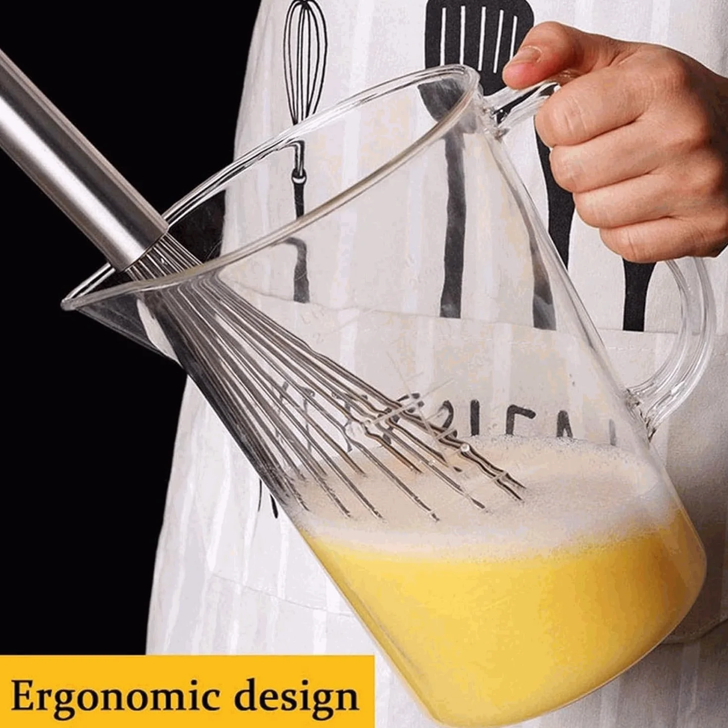 CHEFZOCO Batidor manual, Varillas de batir, Acero inoxidable 30 cm