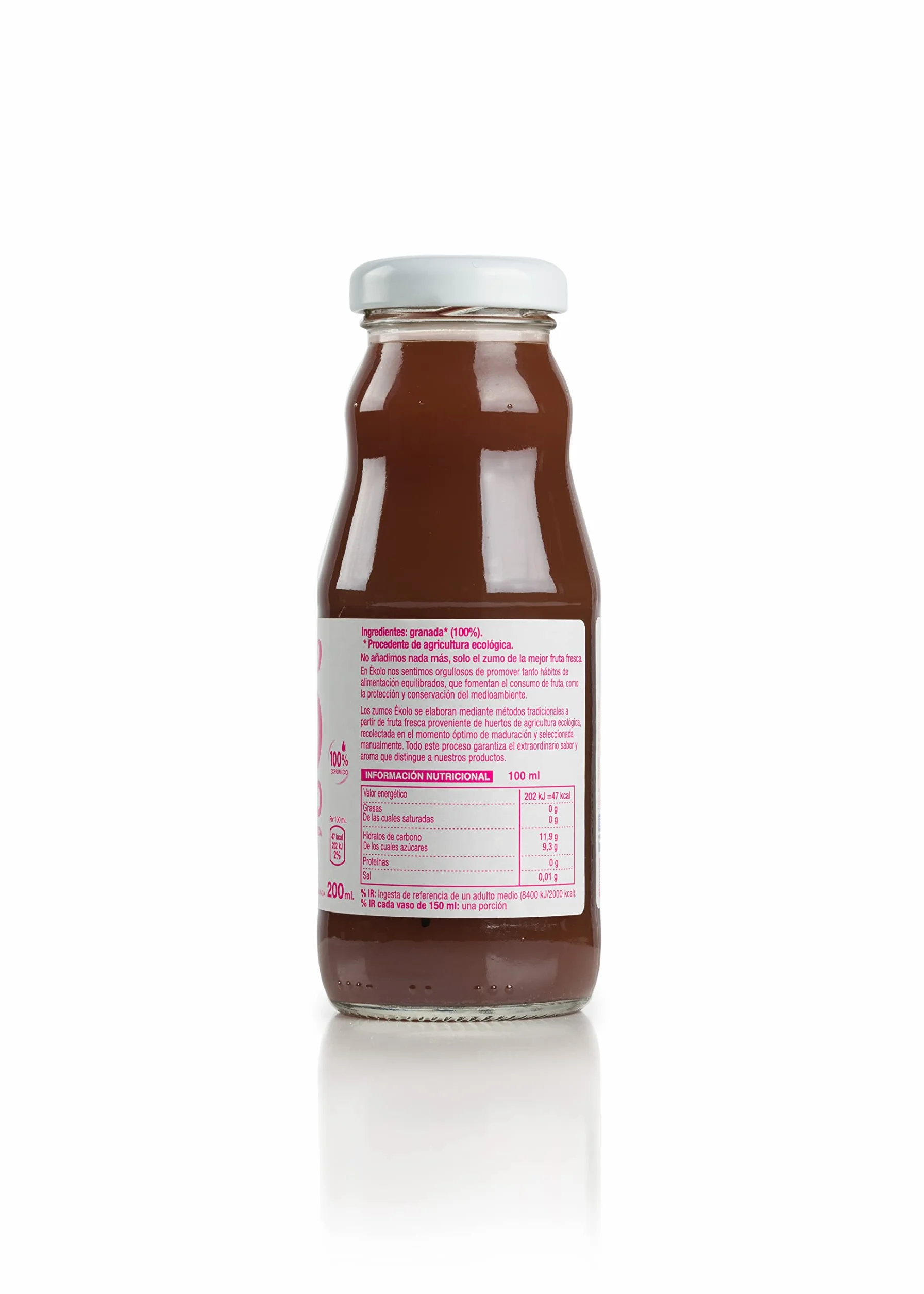 EKOLO Zumo de Granada Ecológico 100% Exprimido 200ml 2400ml 12 Unidades