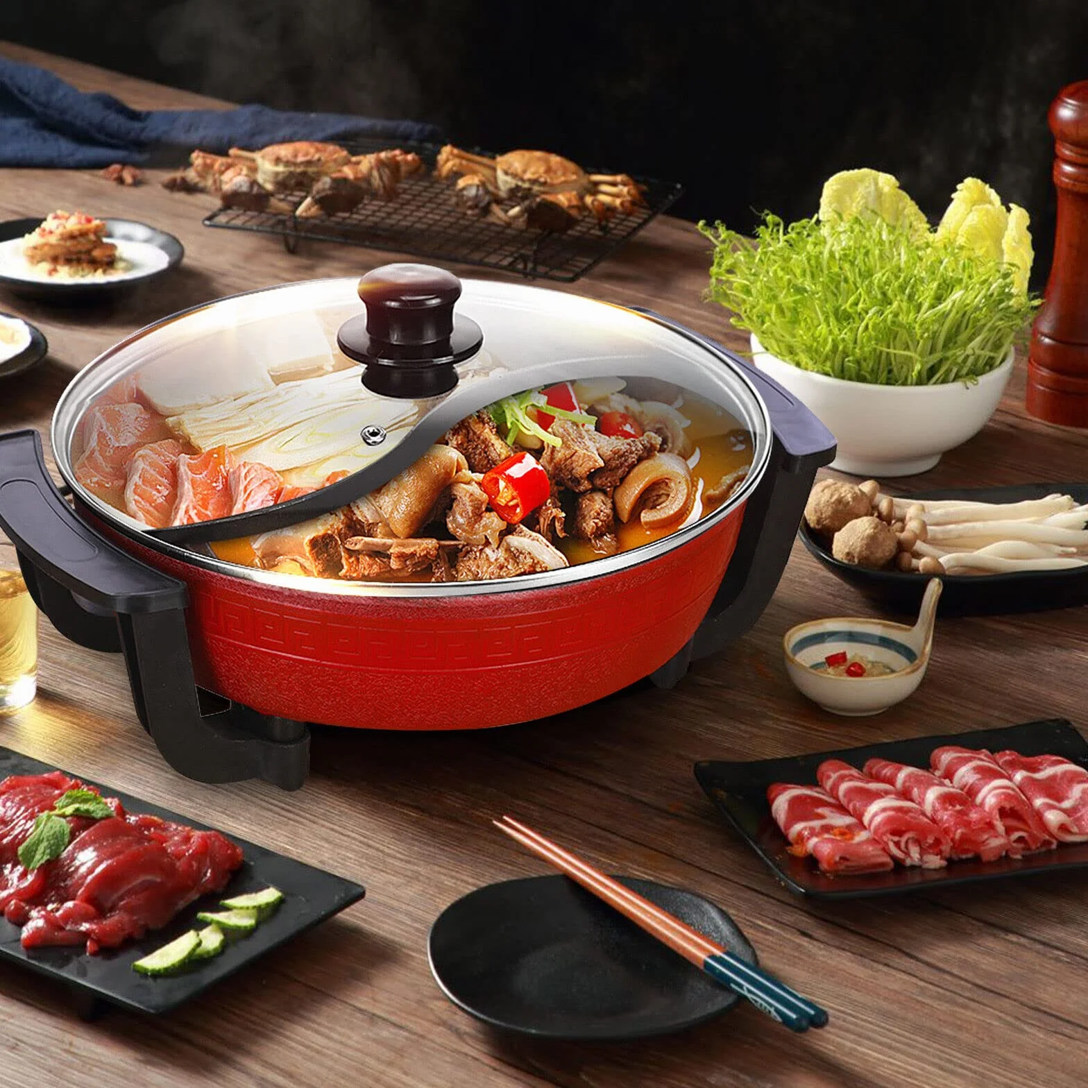 Olla China Shabu 6L Yuan Yang 30x8 cm 220V Twin Hot Pot