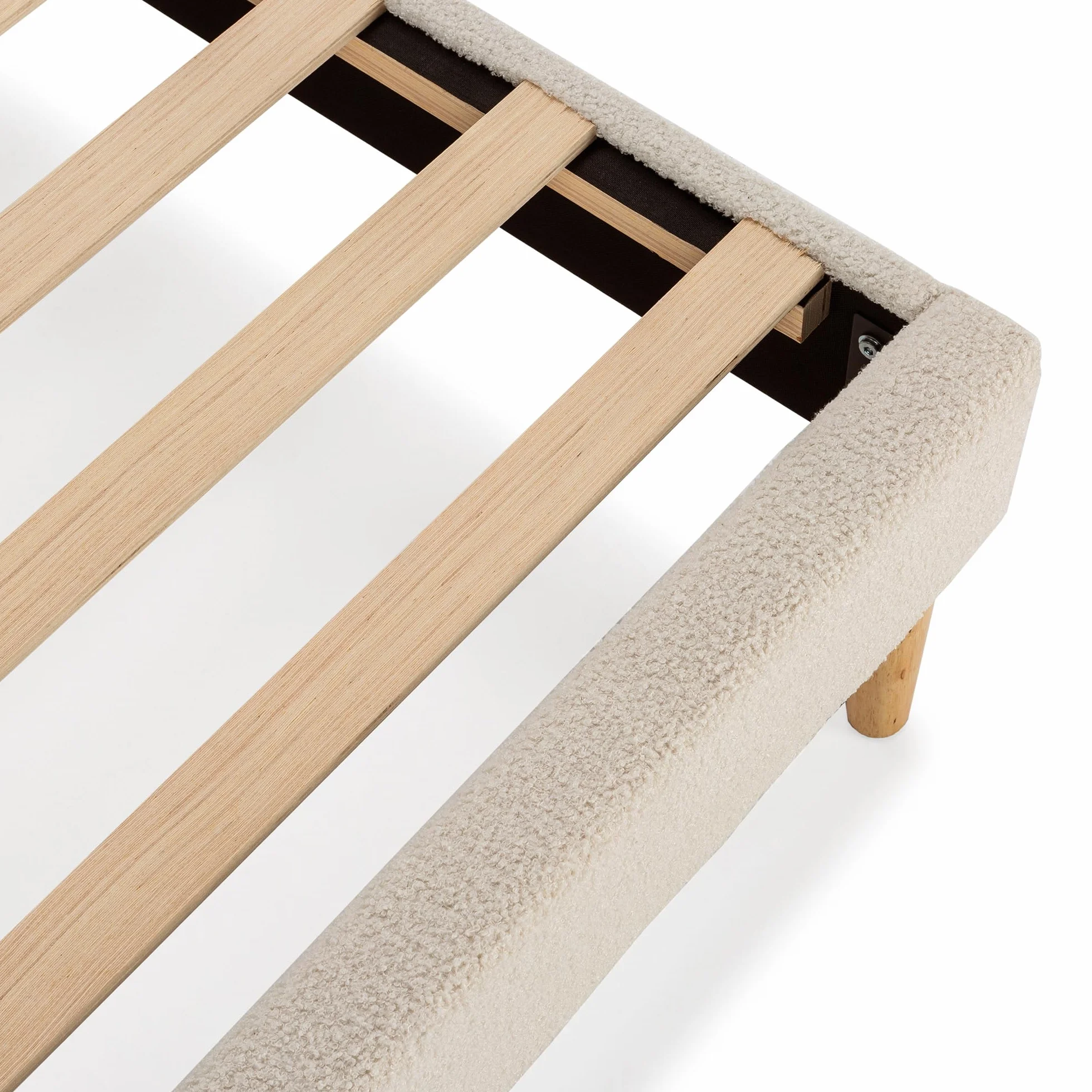 HOMN LIVING Base tapizada Niebla 90x190 cm Color Beige, somier tapizado, 30 cm Altura