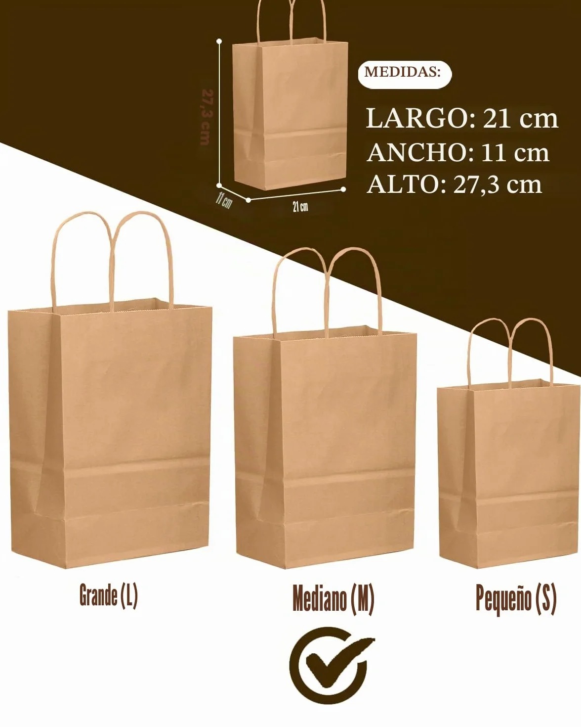 Gcardist 30 paquetes de bolsas de regalo marrones con asas a granel 27x20x12cm Tamaño mediano Bolsas de papel kraft para múltiples usos (11"x8.3"x4.3" Tamaño mediano)