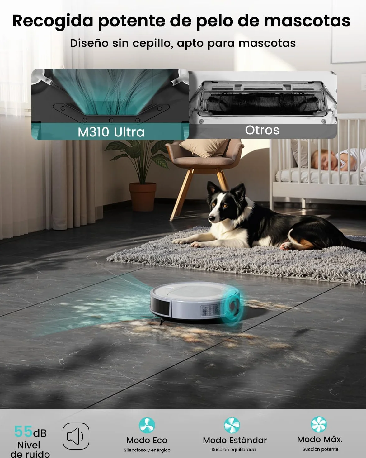 Lefant M310 Ultra Robot Aspirador y Fregasuelos 3 en 1 6000Pa 170min Mapeo Láser ToF Evasión Obstáculos PSD WiFi Alexa Gris