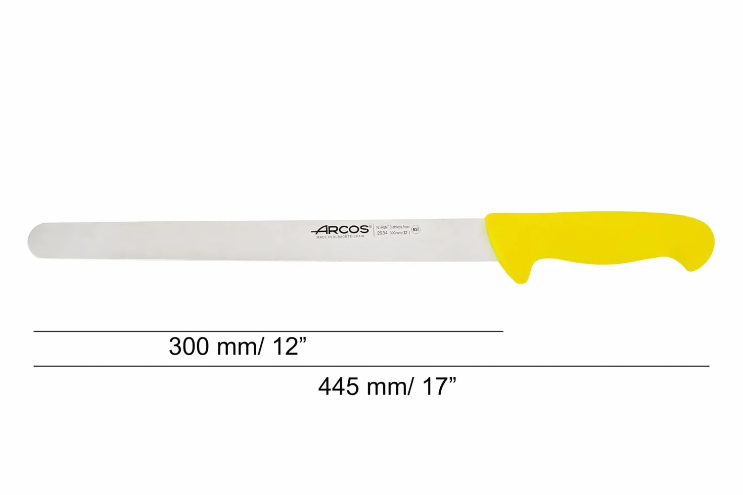 Arcos Serie 2900 Cuchillo Fiambre Flexible 300 mm Acero Inoxidable Nitrum Mango Polipropileno Amarillo