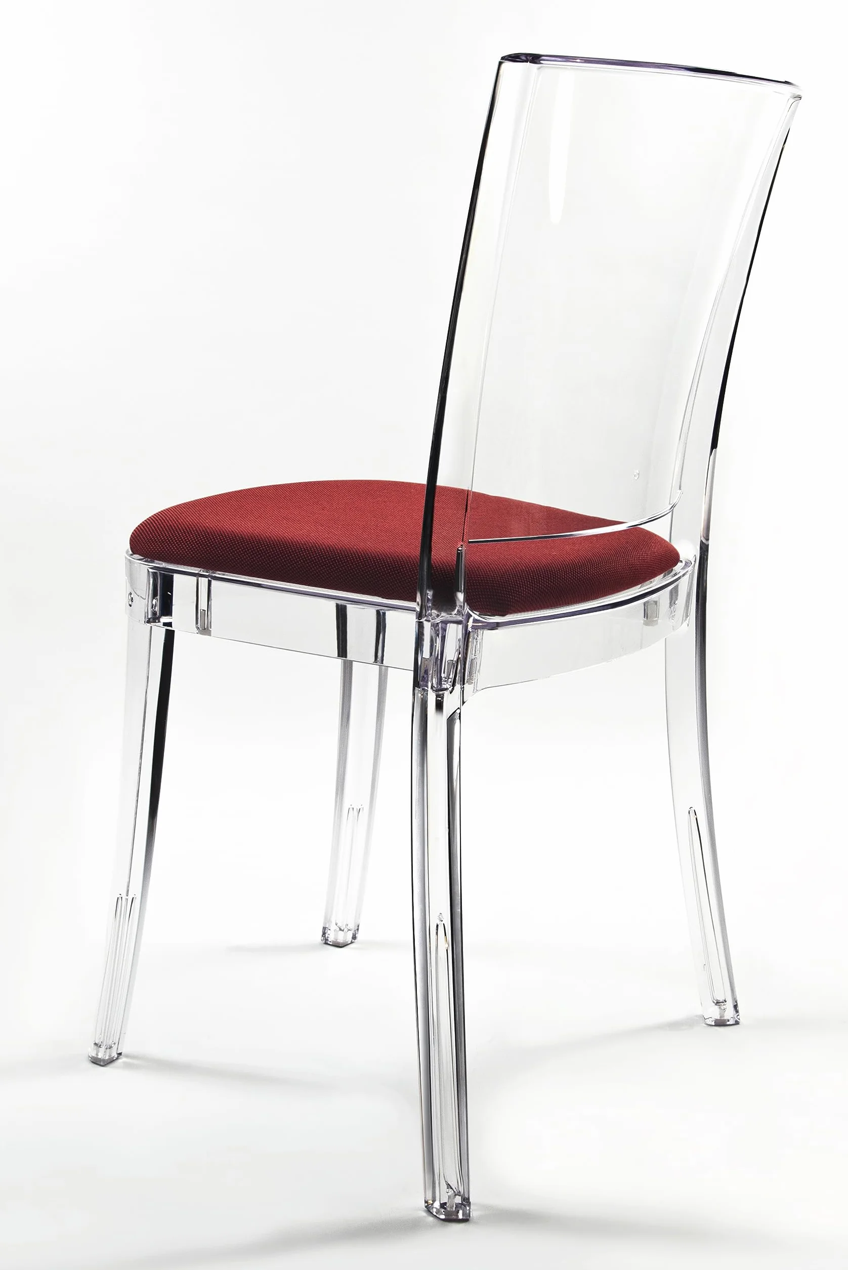 Lucienne - Silla transparente Neutro - Pack de 4 piezas - con cojín de Trevira Kat Rojo Tricolor - 16C2000
