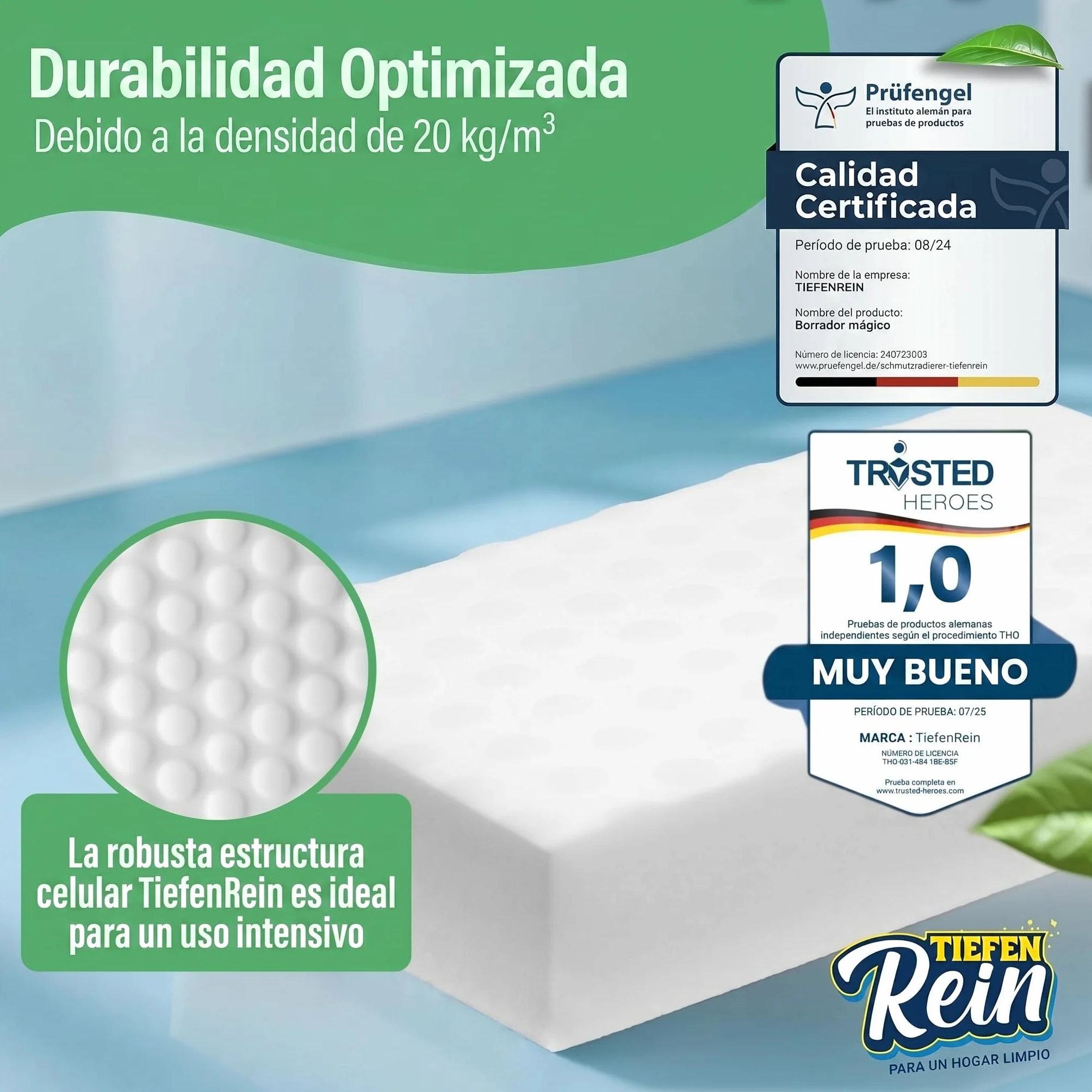 Esponja Magica de Melamina Extra Duradera 2 Piezas - Borrador Magico Cleaner de Suciedad