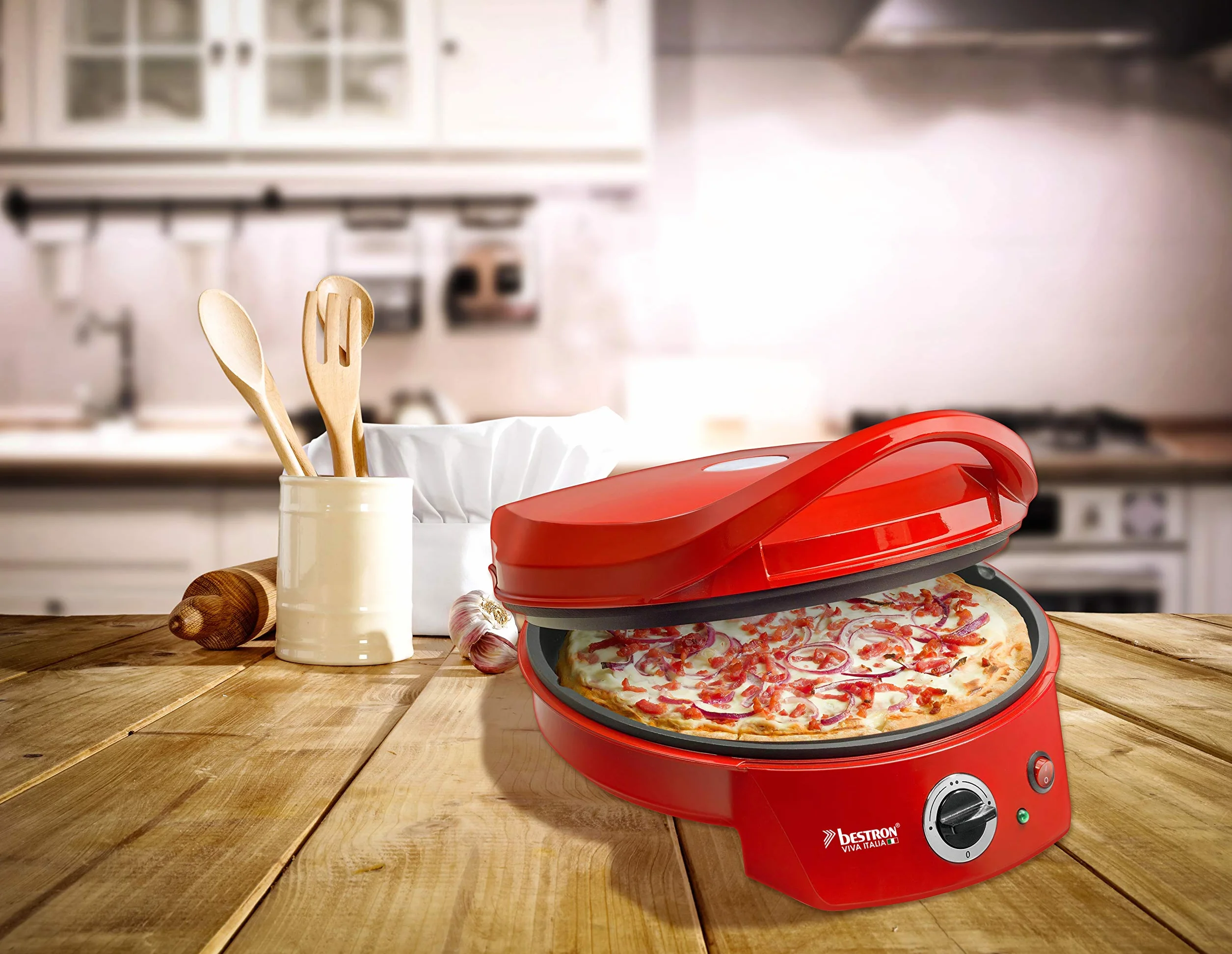 Bestron Horno Grill Eléctrico para Pizza Viva Italia 230°C 1800 W Rojo