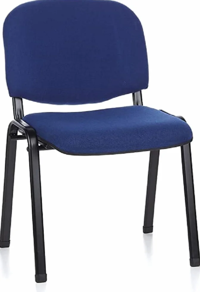 hjh OFFICE 4X Silla de confidente Silla de visitante XT 600 Tela Lote de 4 tapizadas Respaldo ergonómica Apilable Azul