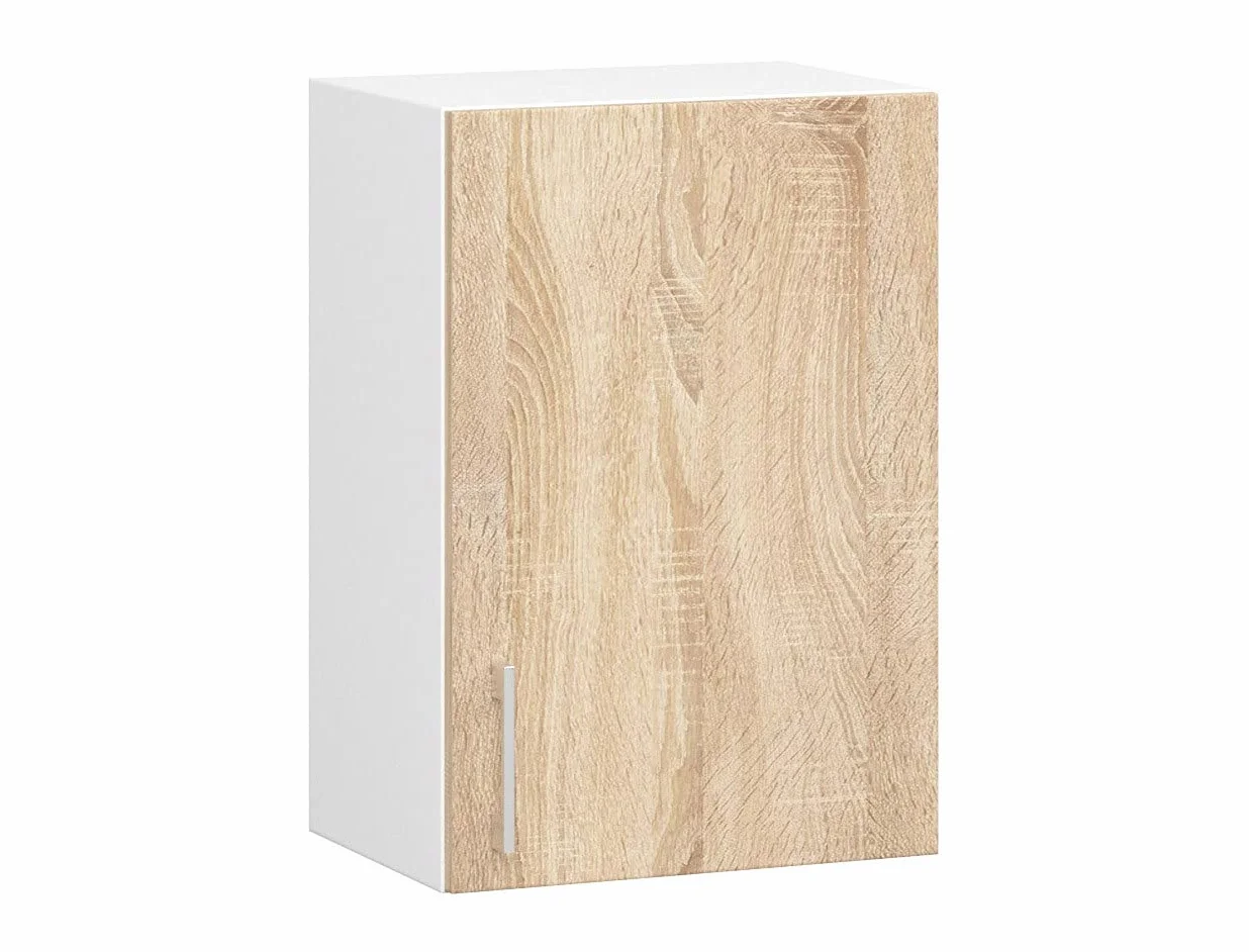 AKORD Armario de Pared de Cocina W40, Sistema Lima, Blanco, 40 cm, 1 Puerta, Roble Sonoma, Mate, 2 estantes, 40x30,5x58 cm
