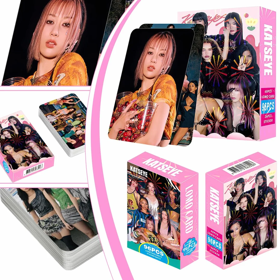 96 Piezas KATSEYE Tarjetas de Fotos Álbum de Tarjetas Conjunto Mini Merch Conjunto de Fotocards Regalo para Fans Chicas Fans