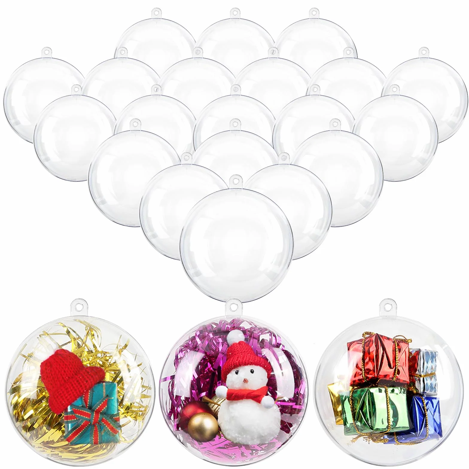Bolas de Navidad Acrílico Transparente 8cm 20 uds para Decorar Árbol Navidad