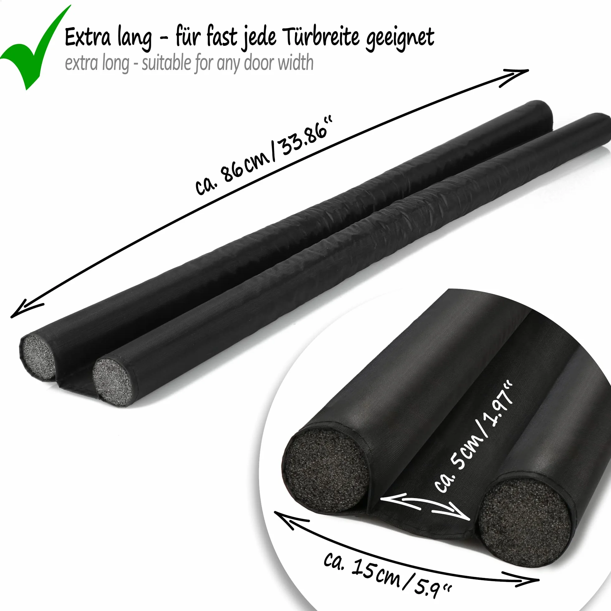COM-FOUR® 3X Burletes para Puerta - Junta Inferior de la Puerta - Tope con Doble Junta - Protección contra Corrientes de Aire y Ruido - 86 cm (003 Piezas)