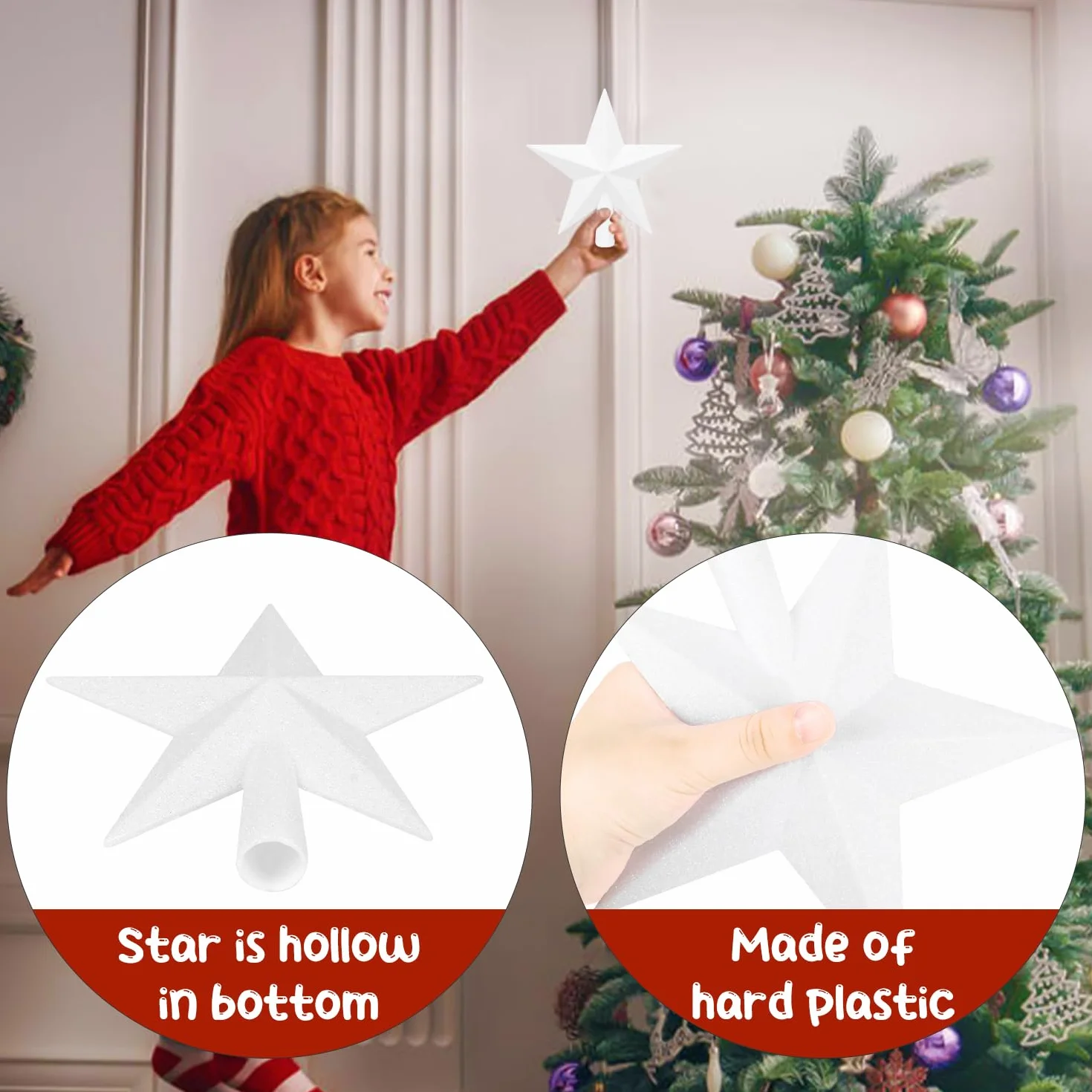 SULOLI Estrella para Árbol de Navidad 19cm Blanca