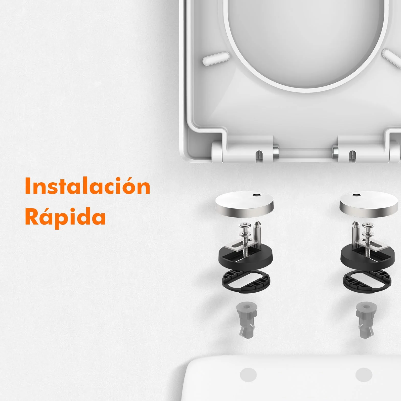 Ibergrif M41001 Asiento de Inodoro de Cierre Suave Forma D Liberación Rápida Blanco