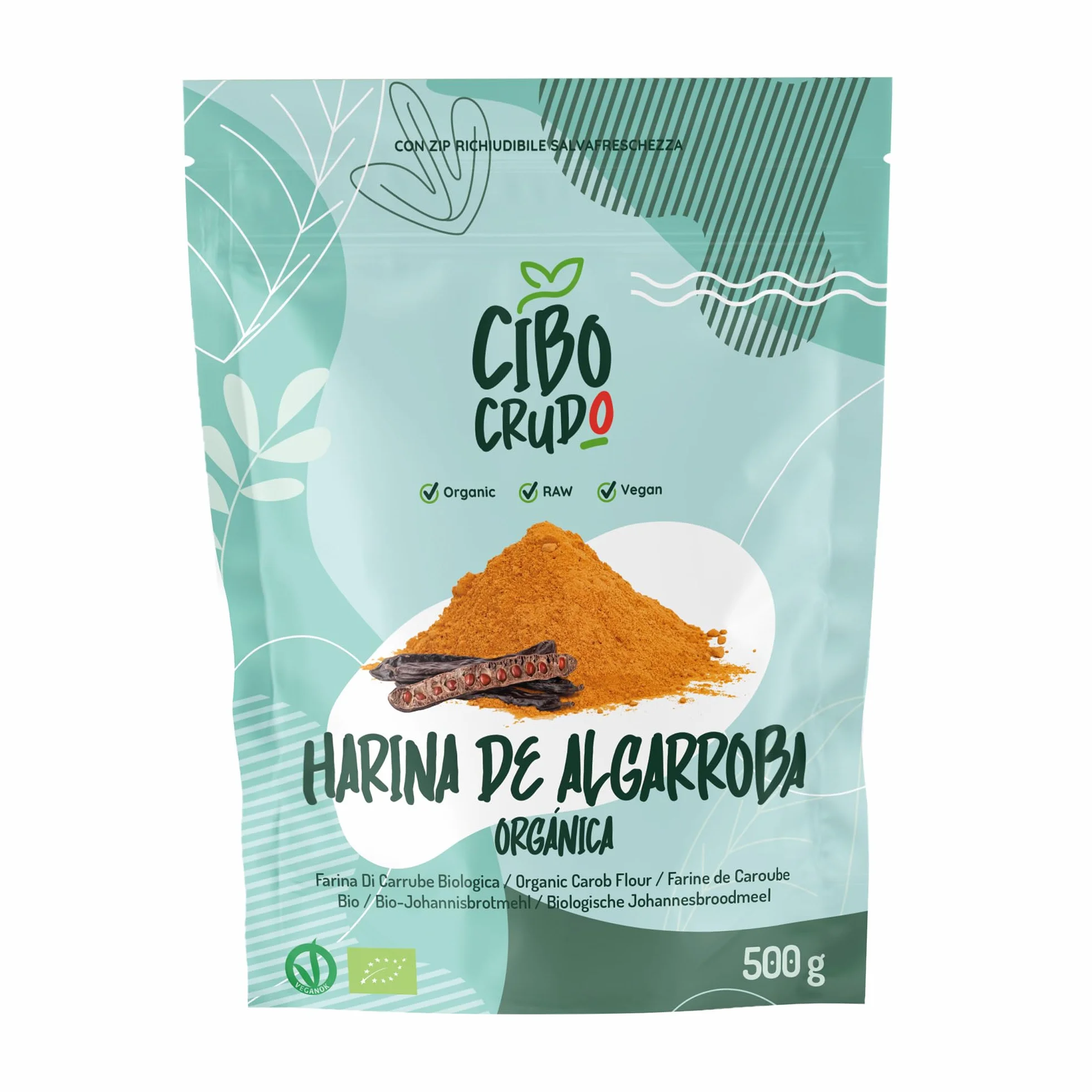 Harina de Algarroba Ecológica 500g - Sin Gluten, Orgánica, en Polvo para Helados