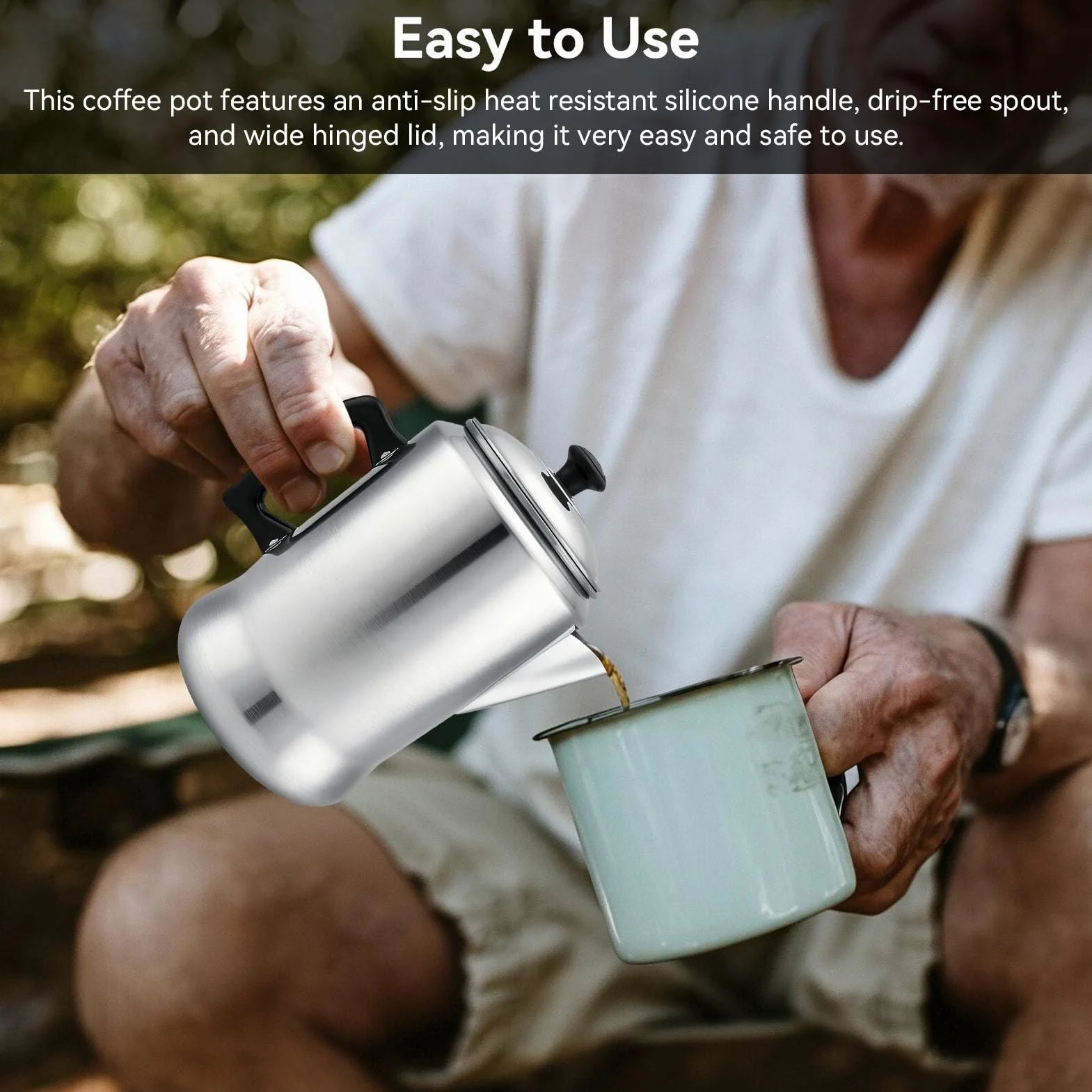 HERCHR Cafetera Italiana de Aluminio 3L, Gran Capacidad, Moka para Estufa, Hogar y Camping