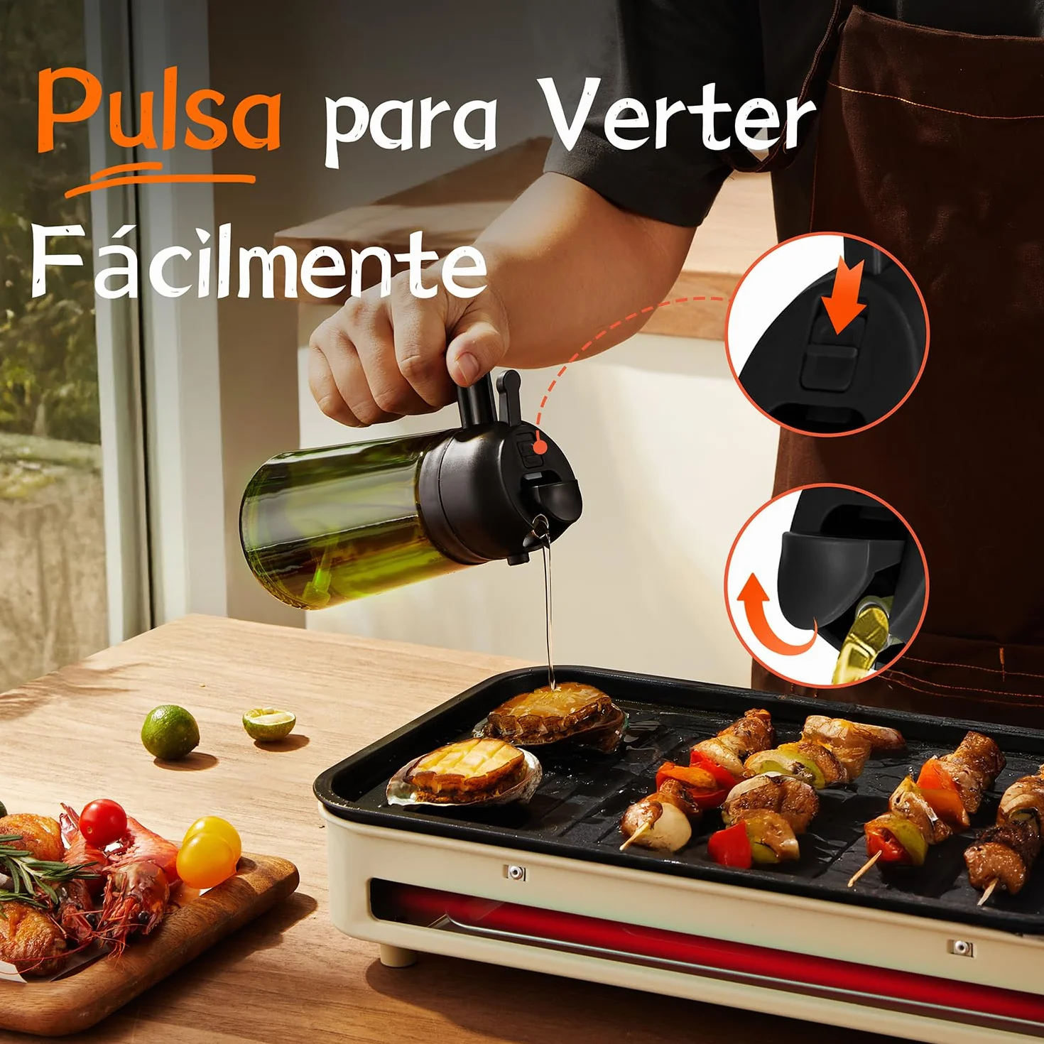 TrendPlain Pulverizador Aceite Spray 470ml 2 en 1 Aceite Cocina Freidora de Aire