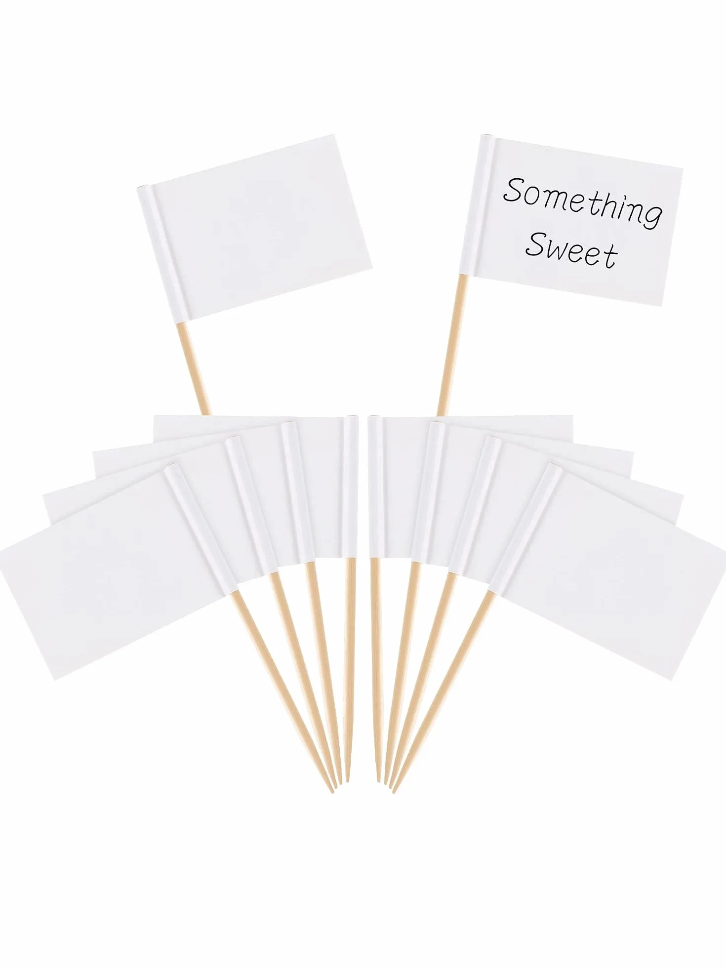 Banderas de Etiquetas Blancas con Palillos para Queso Pastel Fiesta Aperitivos (100)