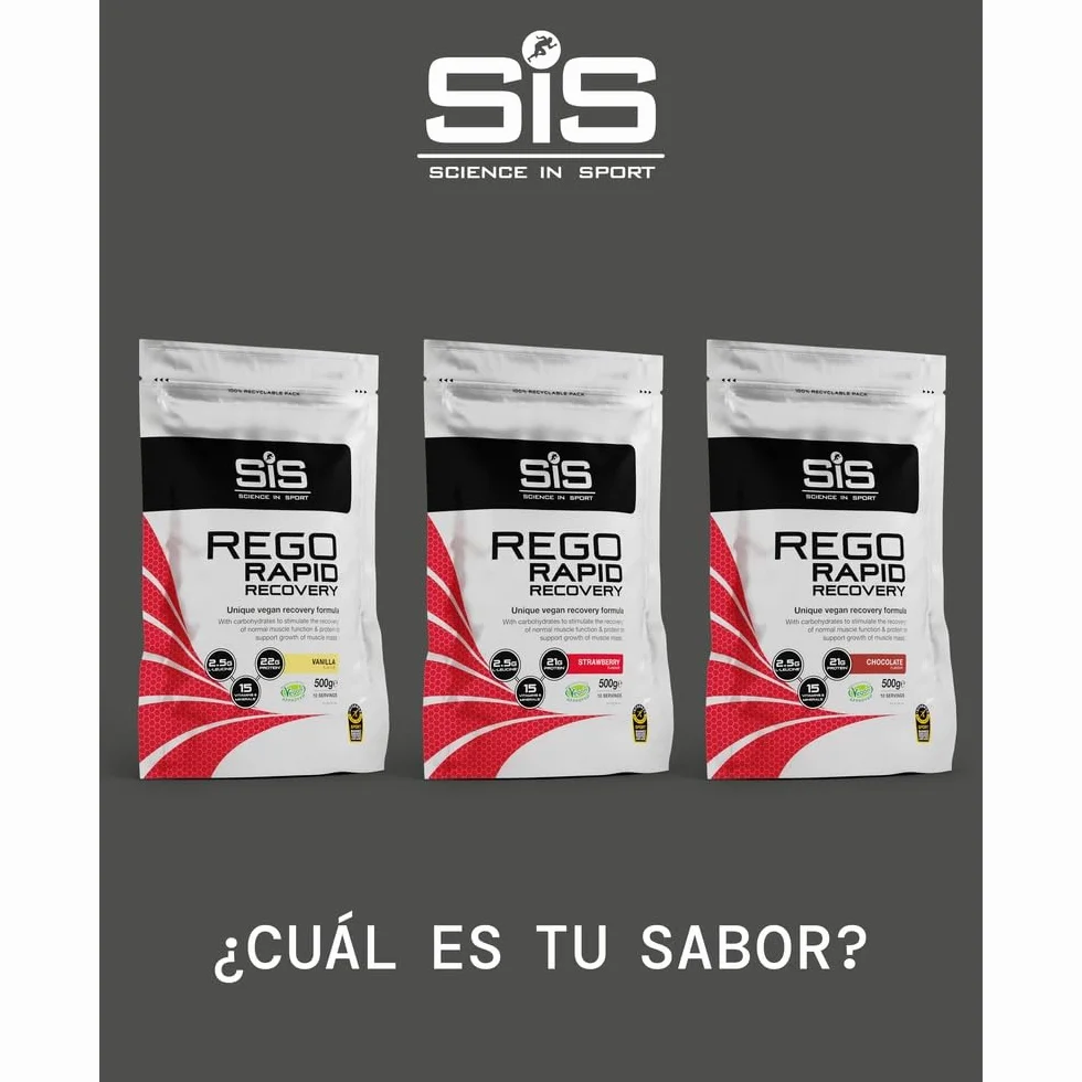 Science in Sport Rego Rapid Recovery 500g Fresa Vegan Bebida regeneradora en polvo con carbohidratos, proteínas, electrolitos, vitaminas y minerales