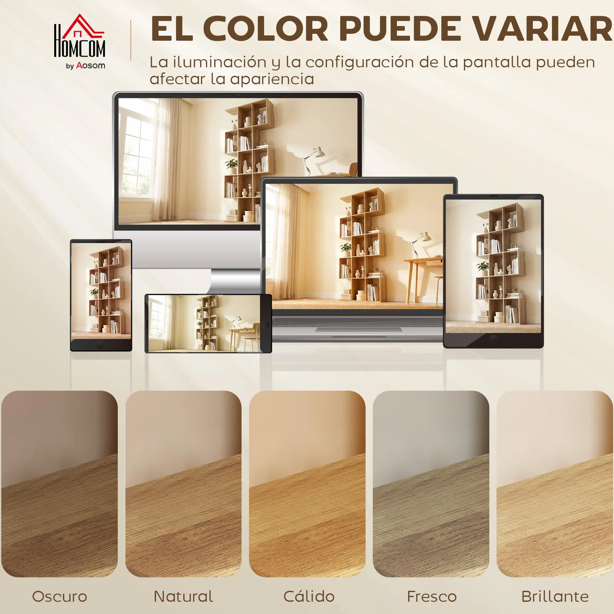 HOMCOM Estantería de 5 Niveles, Biblioteca Estrecha, Librería en Forma de S, para Salón, Dormitorio, Estudio, Oficina, 80x24x200 cm, Roble
