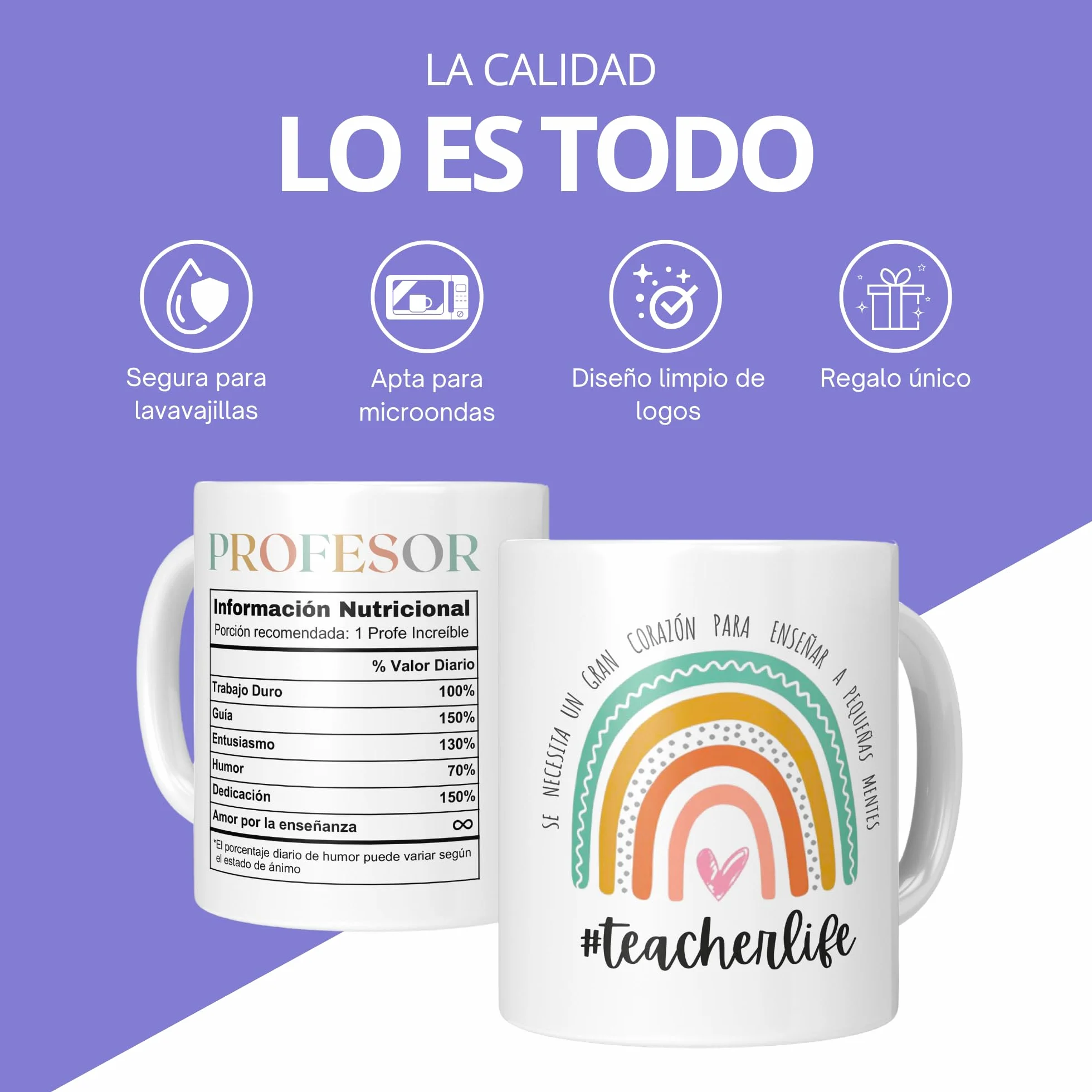Detalles Únicos para Profes - Regalo Original Profesora - Taza Profesor - Regalos Maestra Infantil - Regalo Teacher (Diseño 1)
