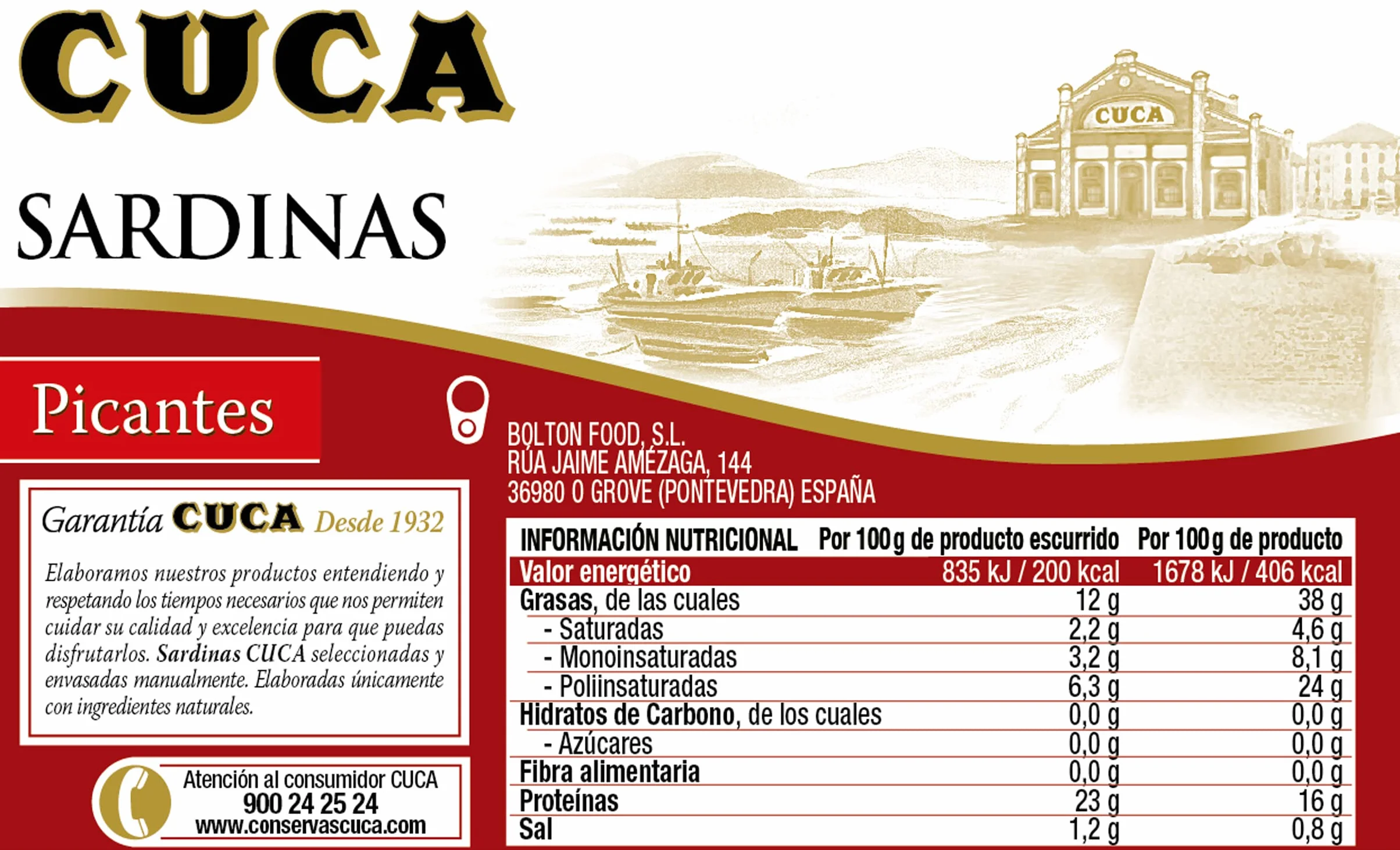 Cuca Sardinas en conservas picantes Pack 5 latas 120gr