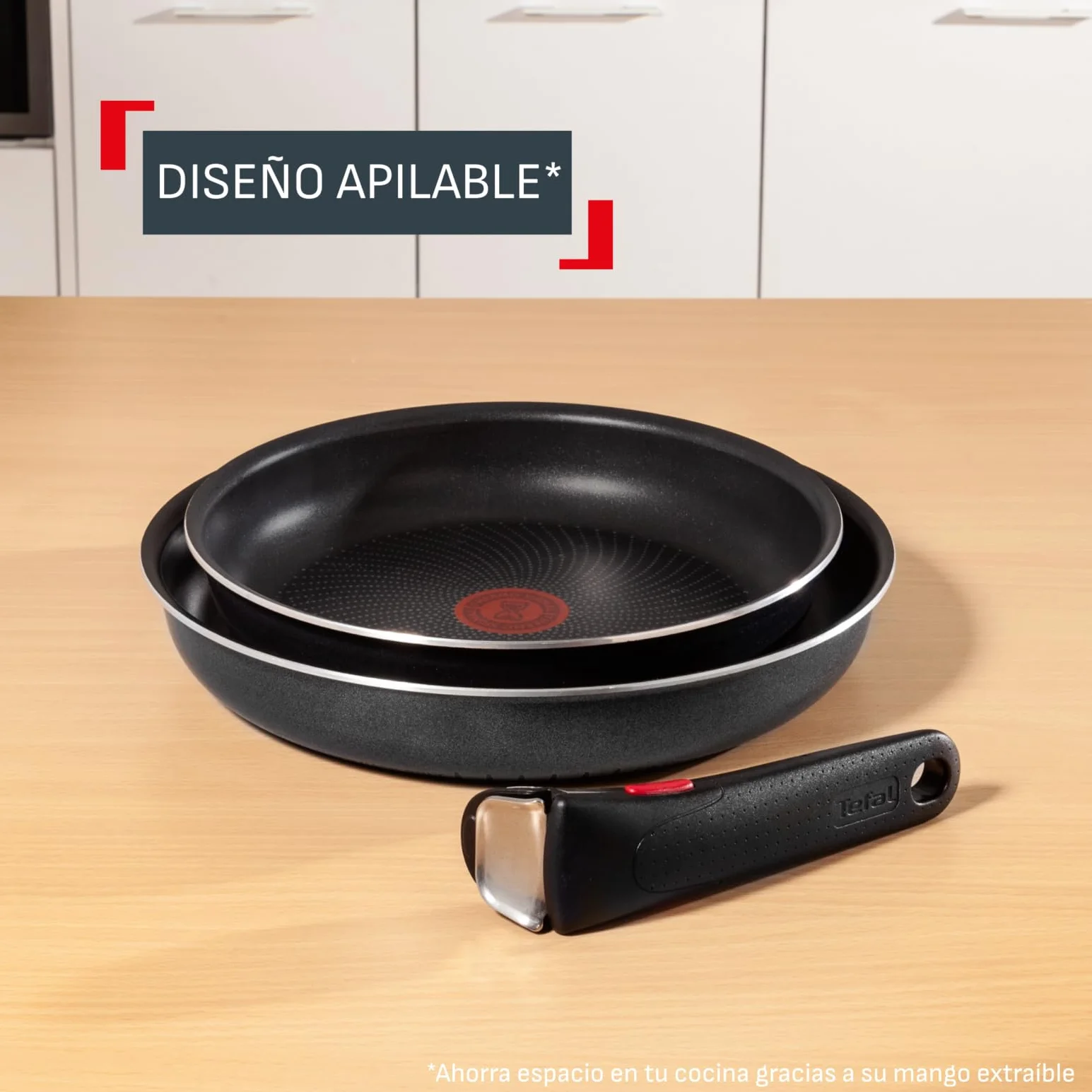 Tefal Ingenio Enjoy Juego de 3 Sartenes 22/24/28 cm Mango extraíble Apto inducción Antiadherentes Titanio Thermo-signal