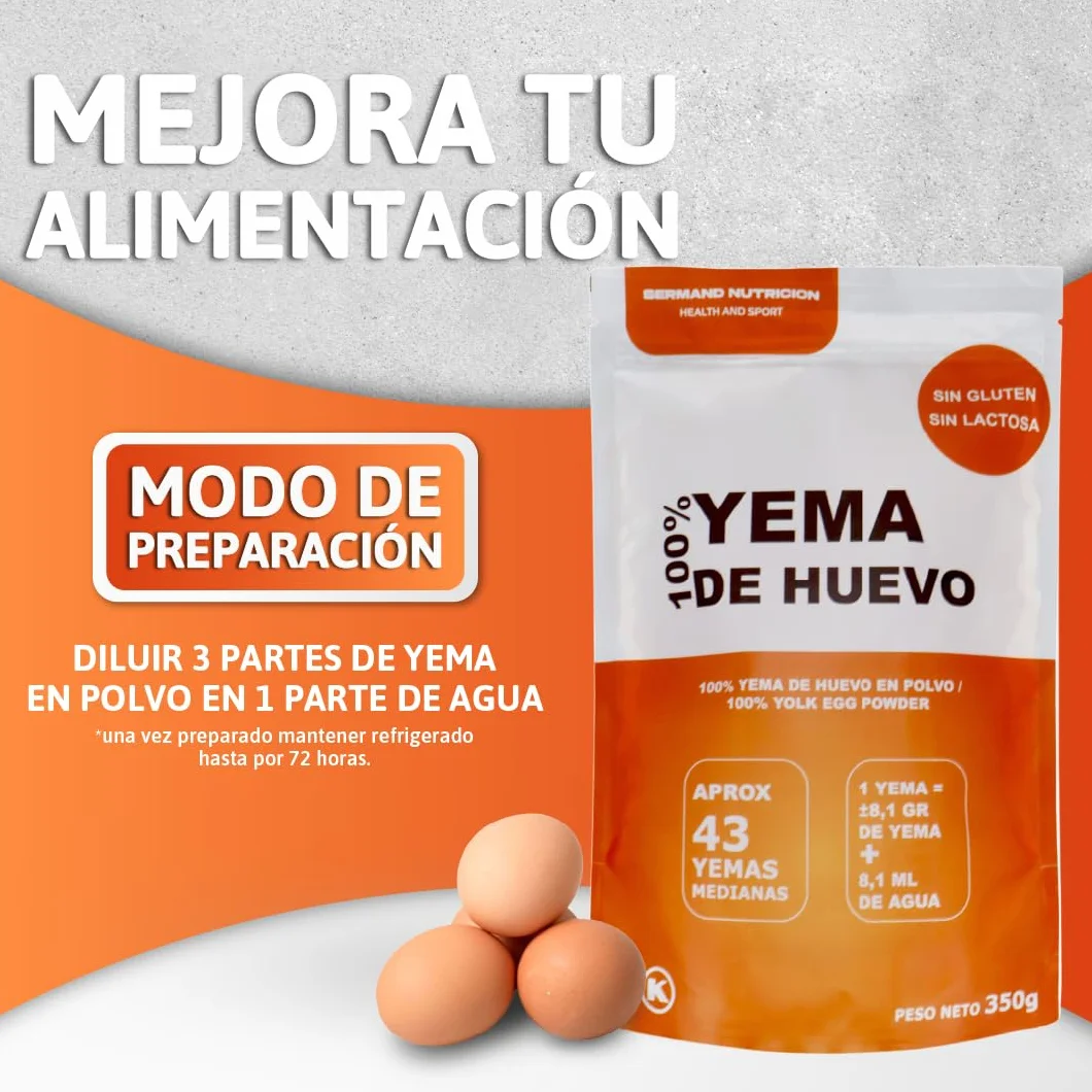 Yema de Huevo en Polvo 350 g Sin Aditivos Sin Lactosa Bolsa Zip