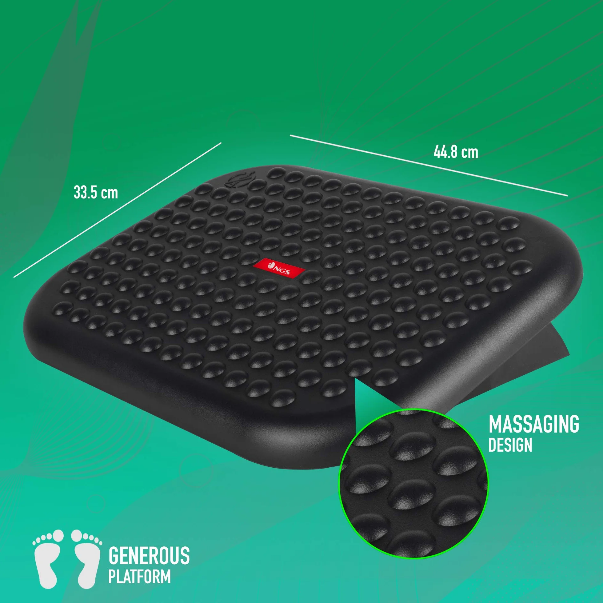 Reposapiés Ergonómico con Altura Ajustable, Inclinación 0° a 15°, Base Antideslizante, Superficie Masajeadora