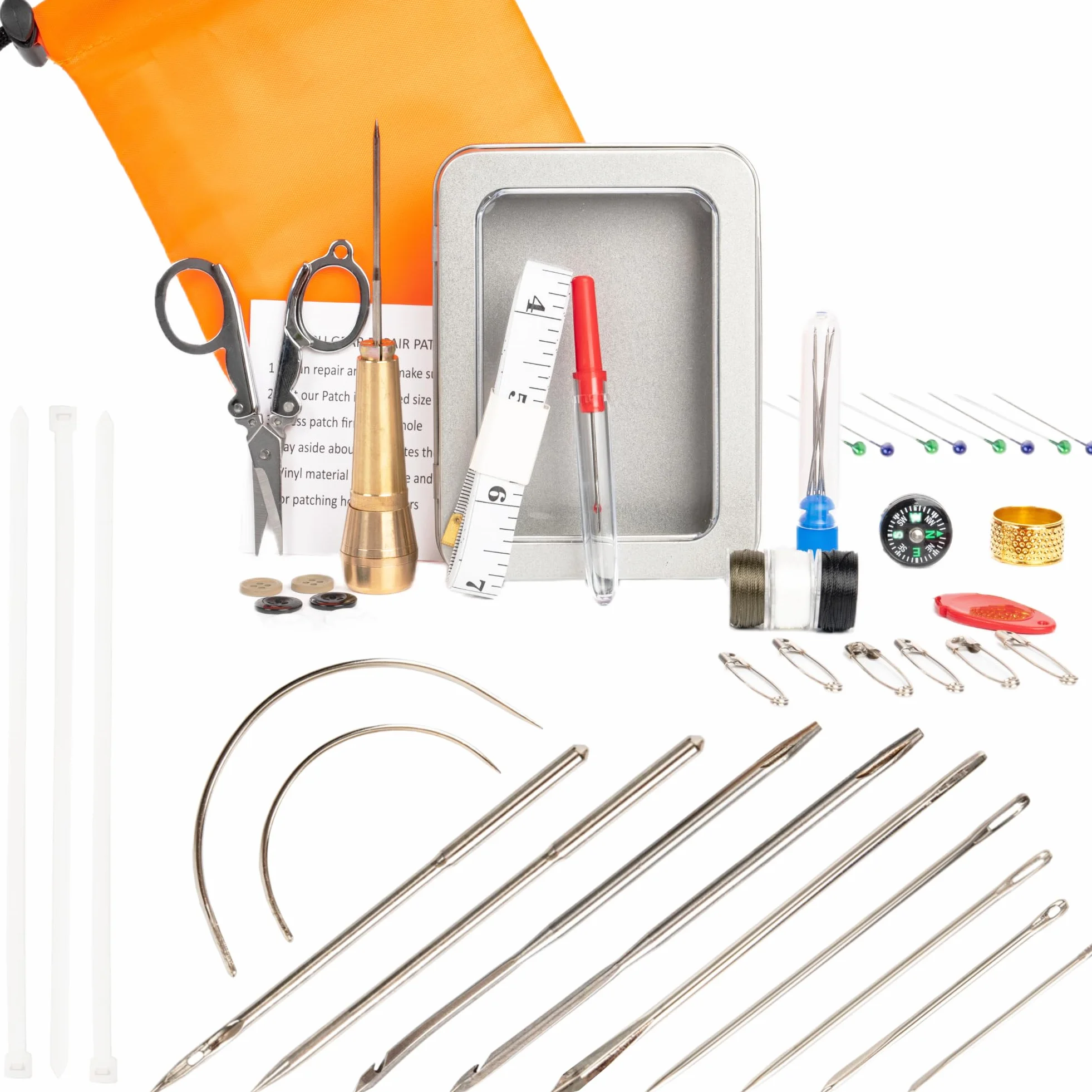 Kit de costura de supervivencia, equipo táctico de emergencia resistente al aire libre para adultos, mini herramientas de reparación de bolsillo con botones para hombres, kit básico del ejército