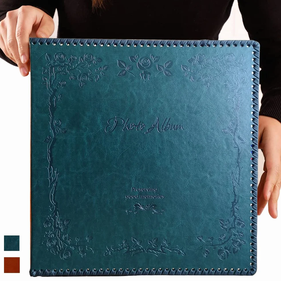 Álbum de fotos para personalizar Álbum de fotos autoadhesivo para pegar, grande, Álbum de fotos con cubierta de cuero de inspiración vintage, Libro de fotos para fotos de varios tamaños
