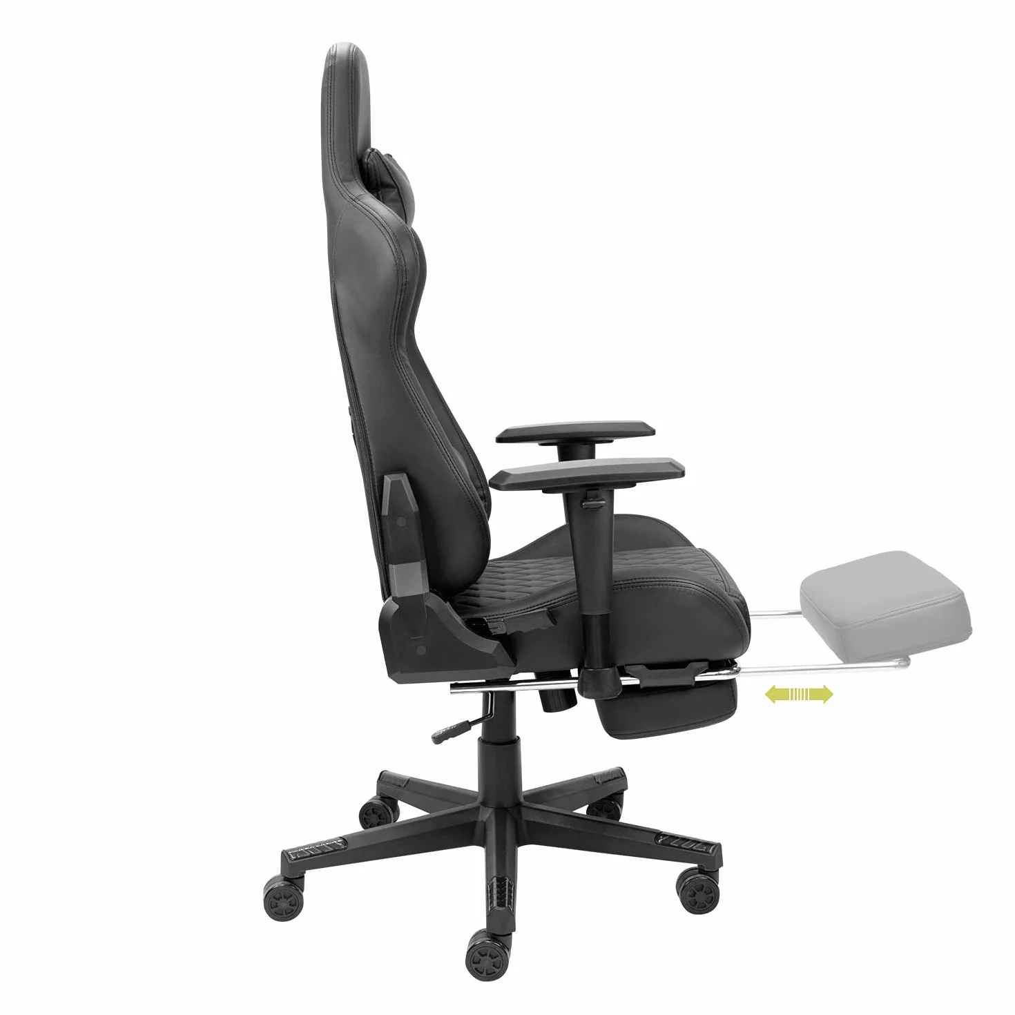 Silla Gaming de Ordenador Dark con Reposapiés y Asiento de Nylon Color Negro